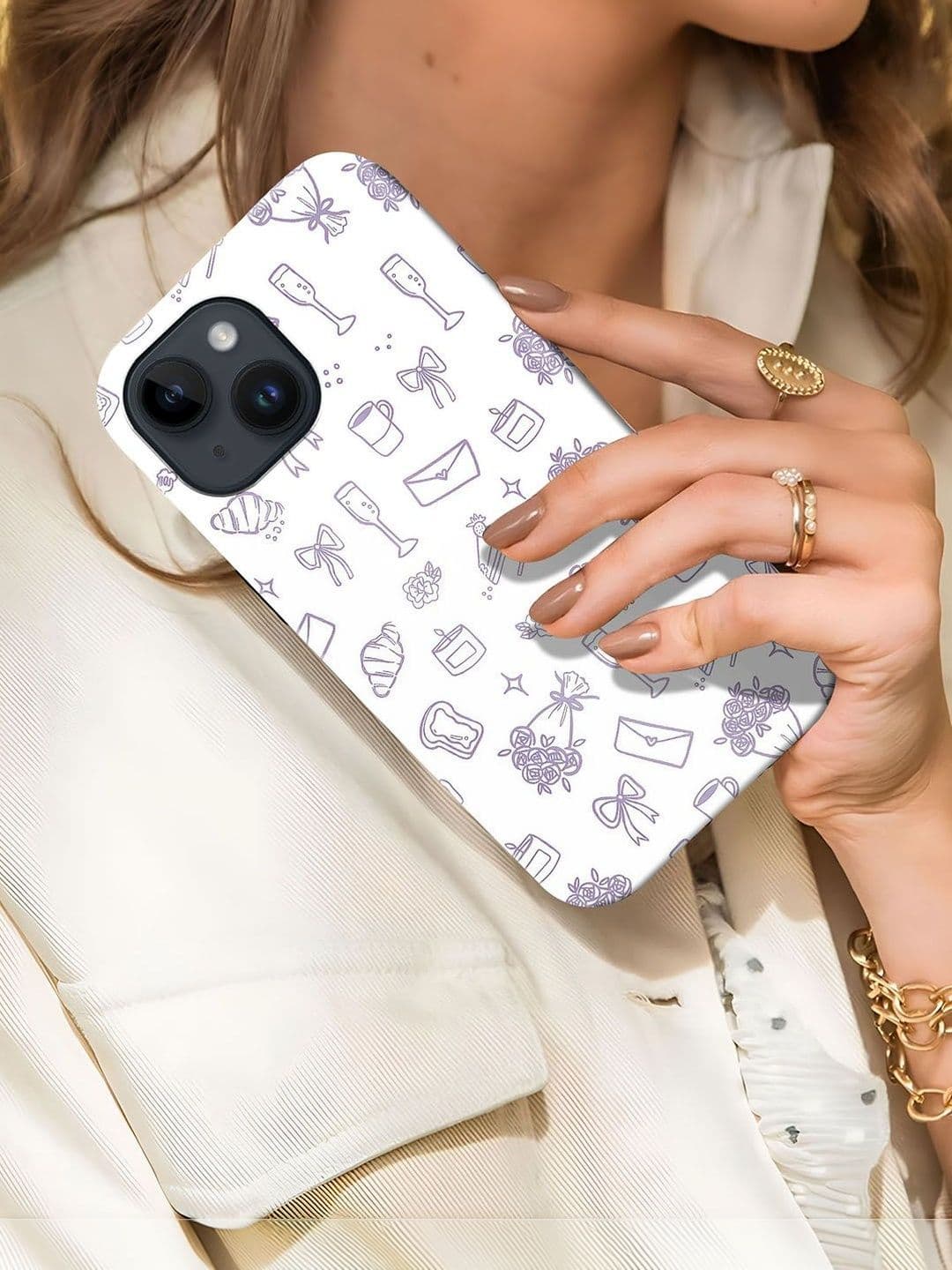 QRIOH Conversational Printed iPhone 14 Back Case Mobile Accessories thumbnail 2