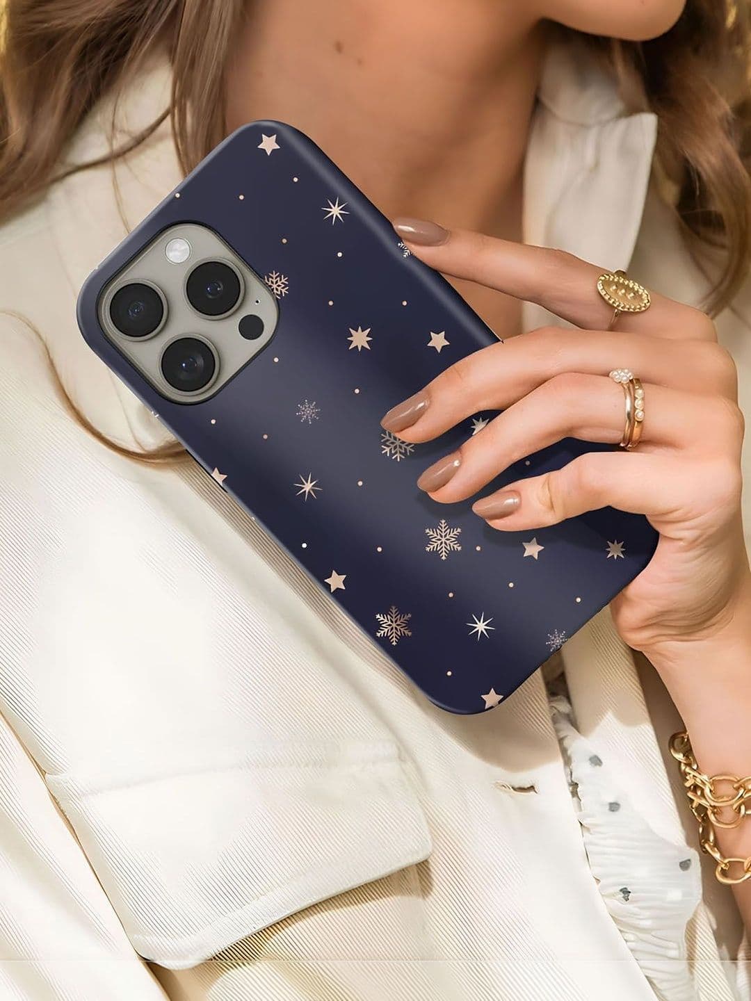 QRIOH Geometric Printed iPhone 15 Pro Back Case Mobile Accessories thumbnail 5