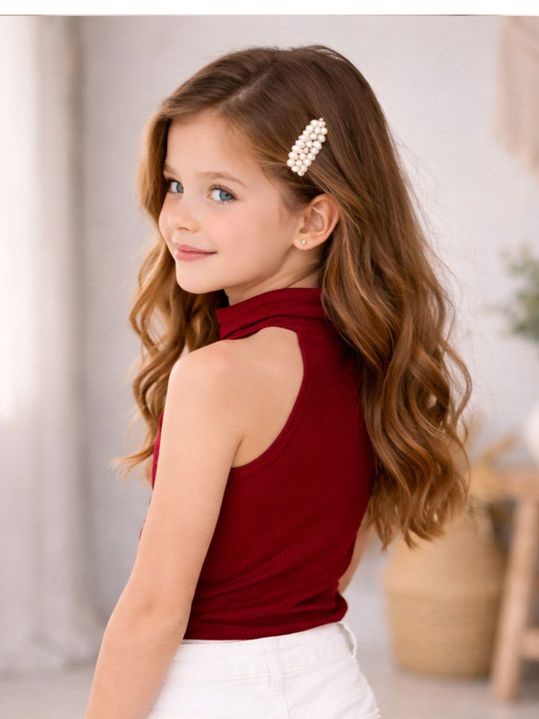 Ninas Girls Maroon Cotton Blend Tops thumbnail 5