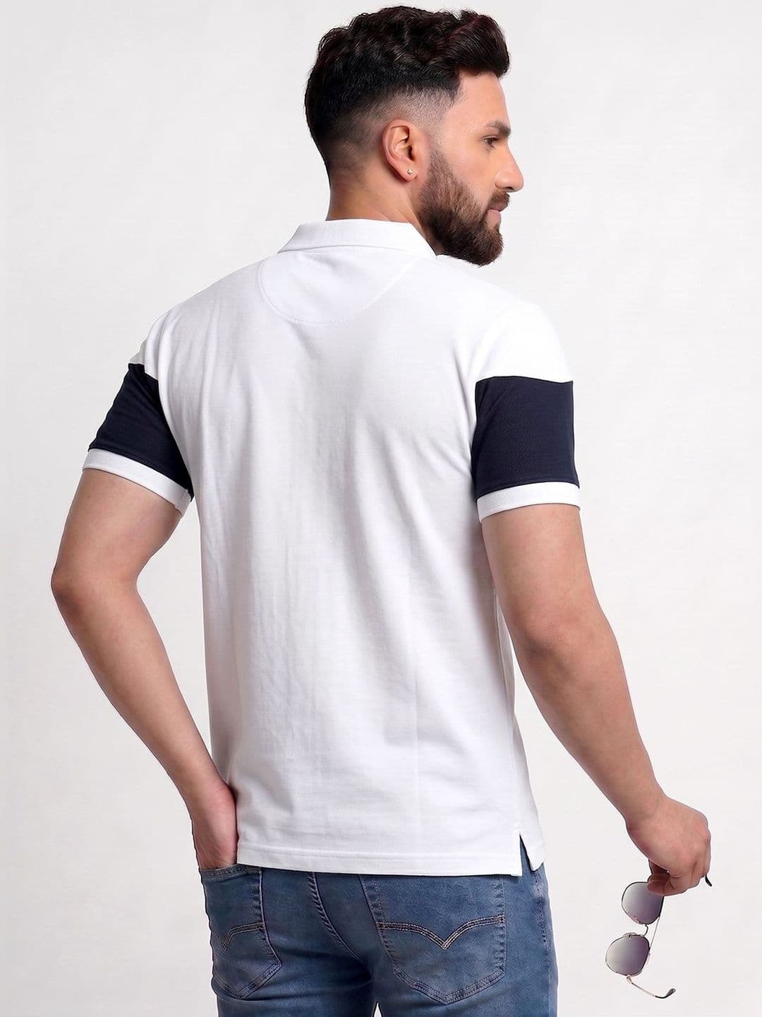 TB BLUE Men Striped Polo Collar Slim Fit T-shirt thumbnail 5