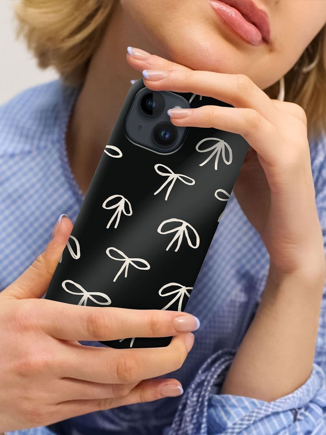 QRIOH Geometric Printed iPhone 15 Plus Back Case Mobile Accessories thumbnail 2
