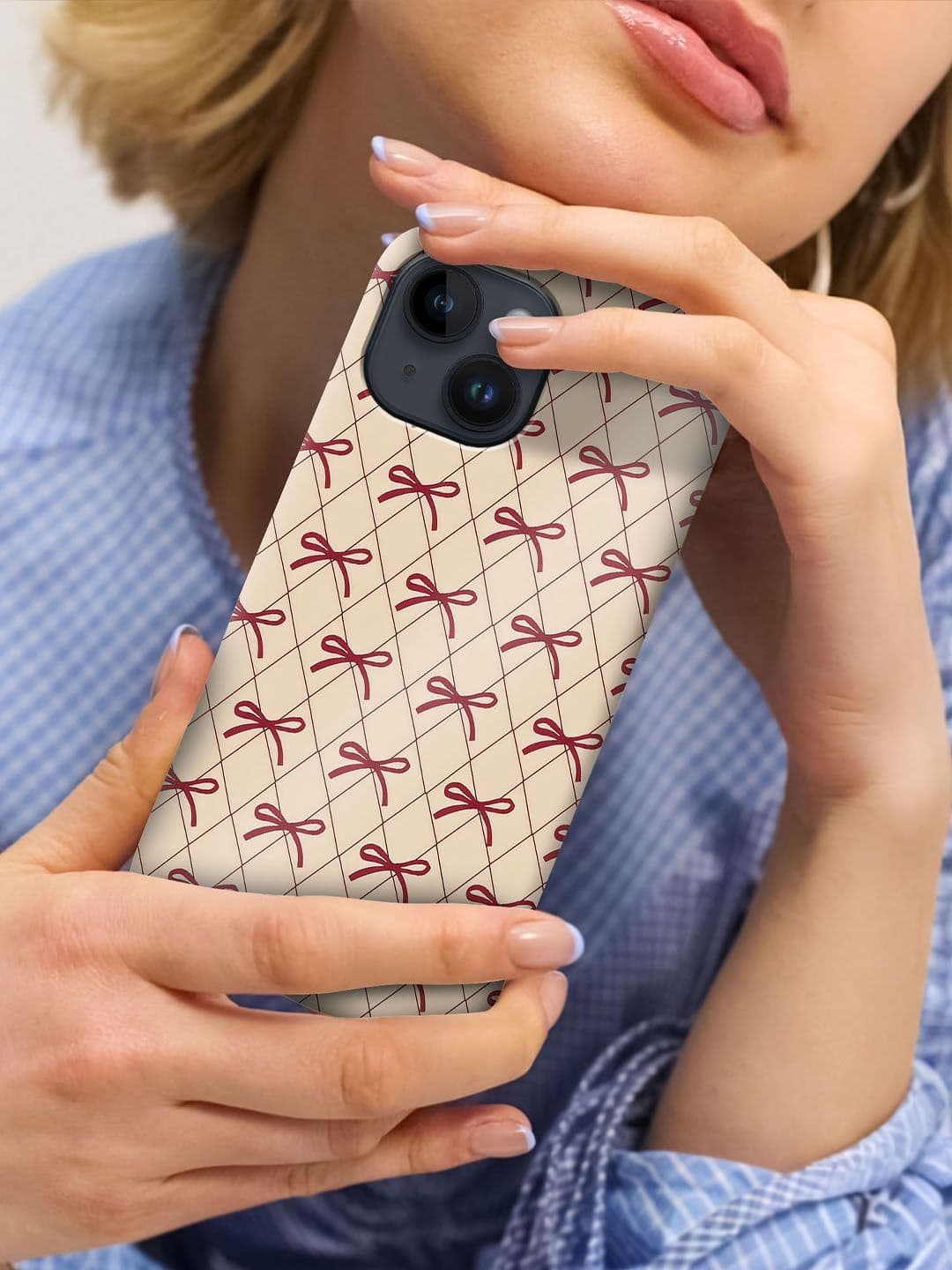 QRIOH Geometric Printed iPhone 13 Back Case Mobile Accessories thumbnail 2