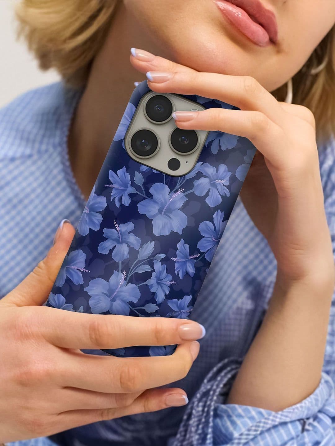 QRIOH Floral Printed iPhone 15 Pro Back Case Mobile Accessories thumbnail 5