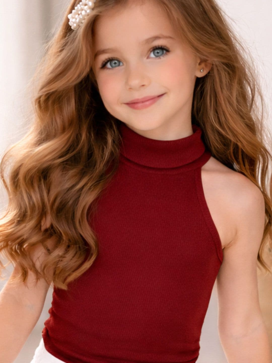 Ninas Girls Maroon Cotton Blend Tops thumbnail 3