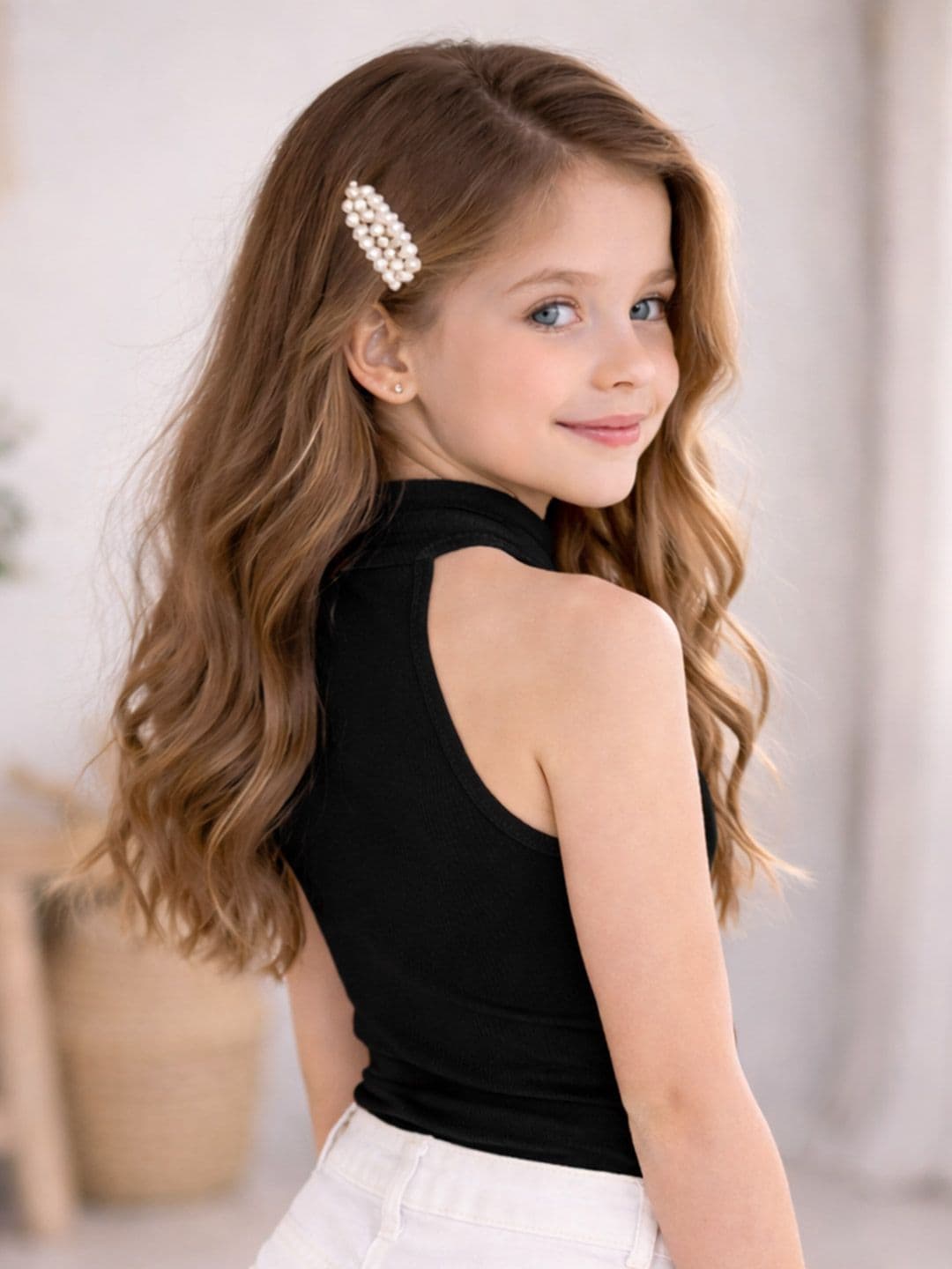 Ninas Girls Black Cotton Blend Tops thumbnail 4