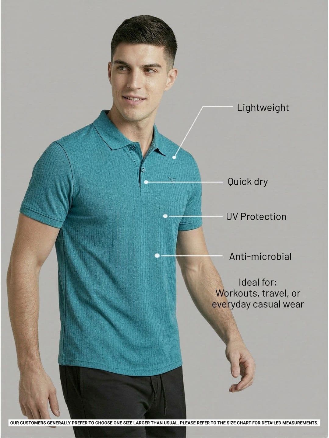 Technosport Men Polo Collar Pockets Slim Fit T-shirt thumbnail 5