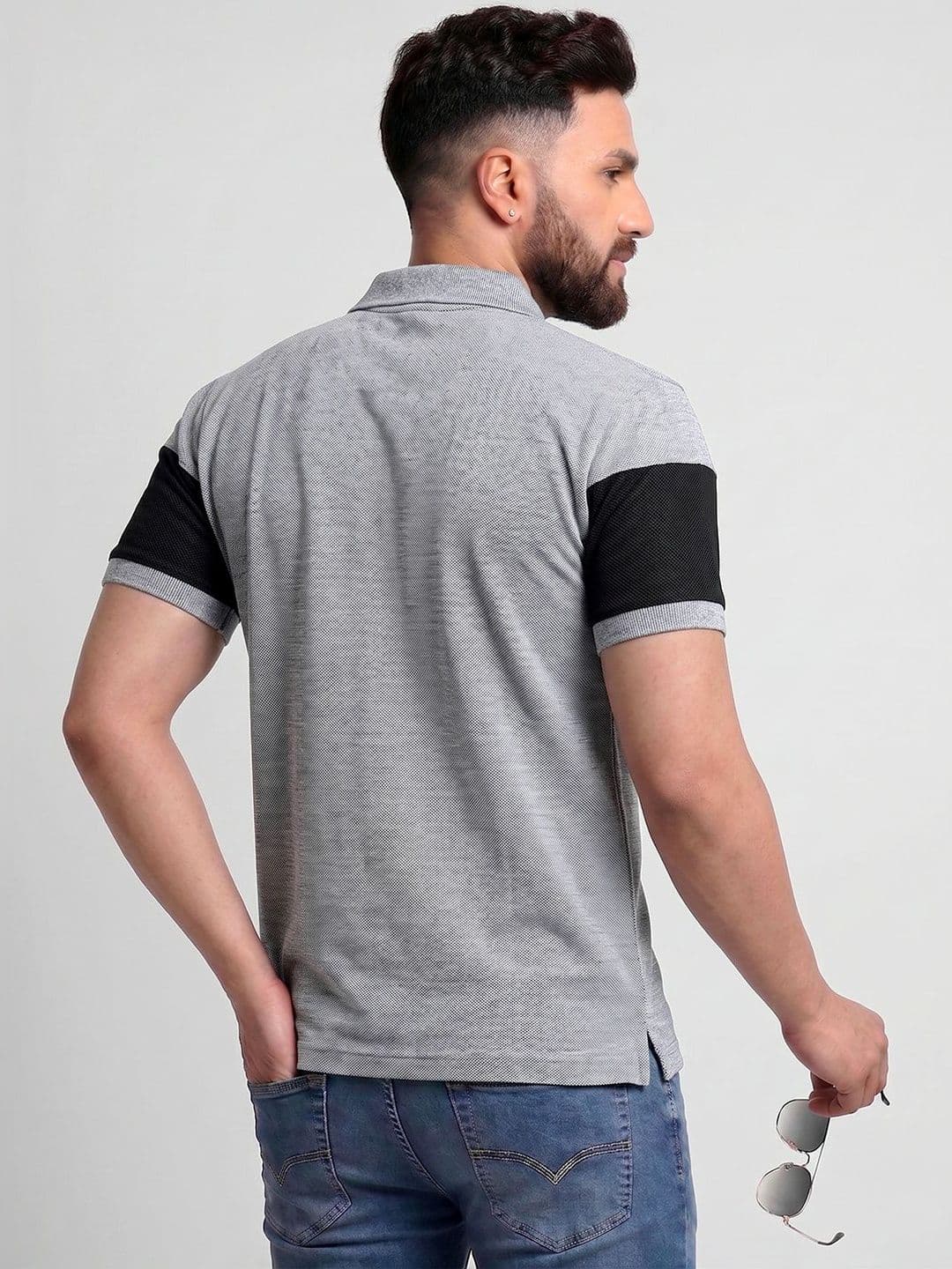 TB BLUE Men Striped Polo Collar Slim Fit T-shirt thumbnail 4