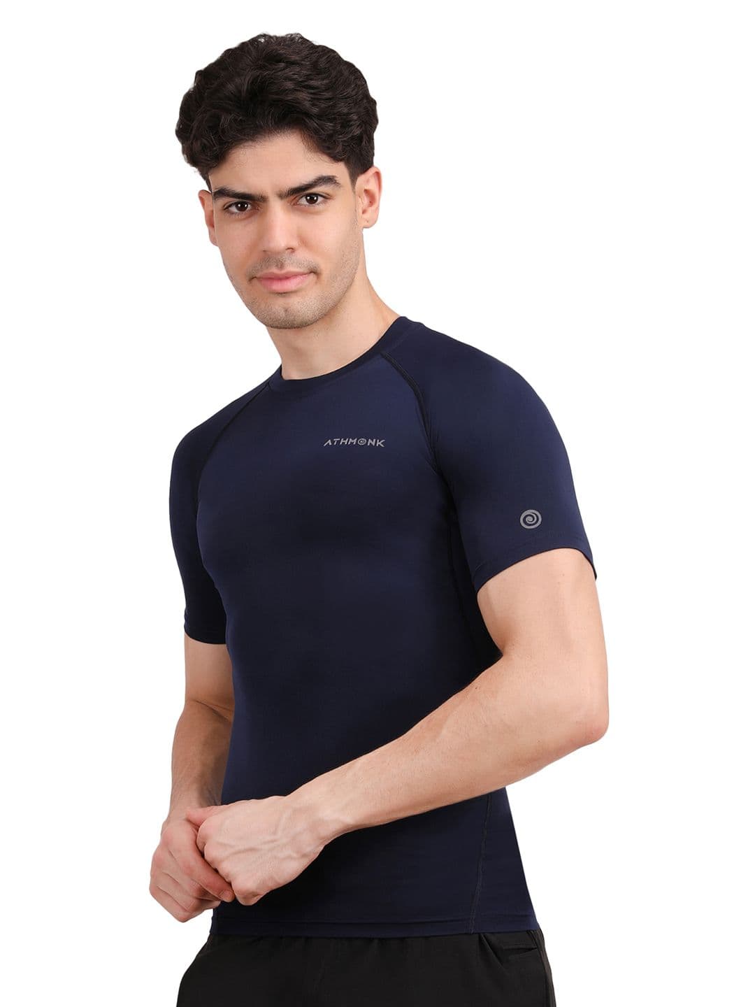 Athmonk Round Neck Half Sleeve Compression Vest Body Shaper T-Shirt thumbnail 3