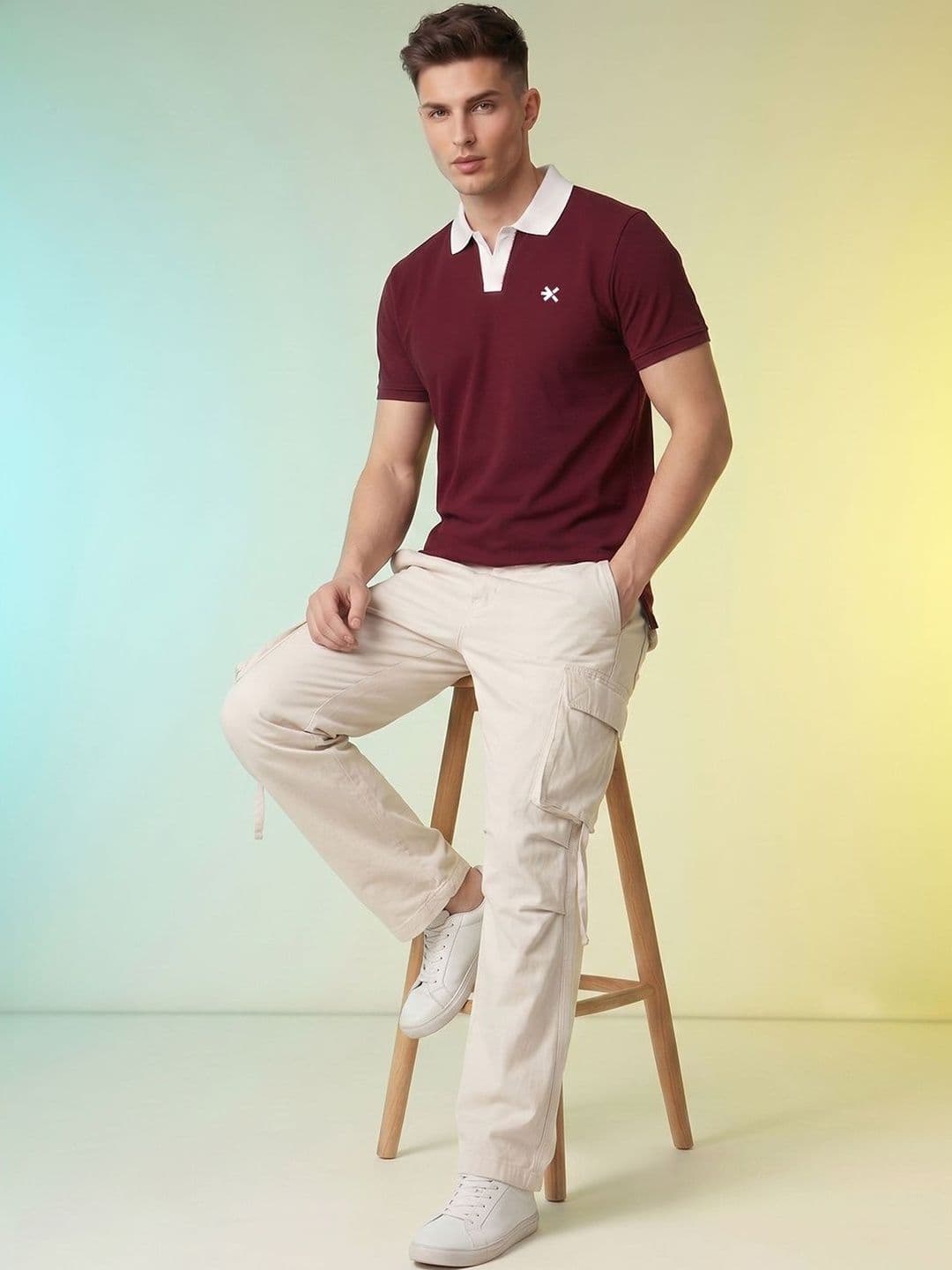 HRX by Hrithik Roshan Brand Logo Printed Polo Neck T-shirt thumbnail 3