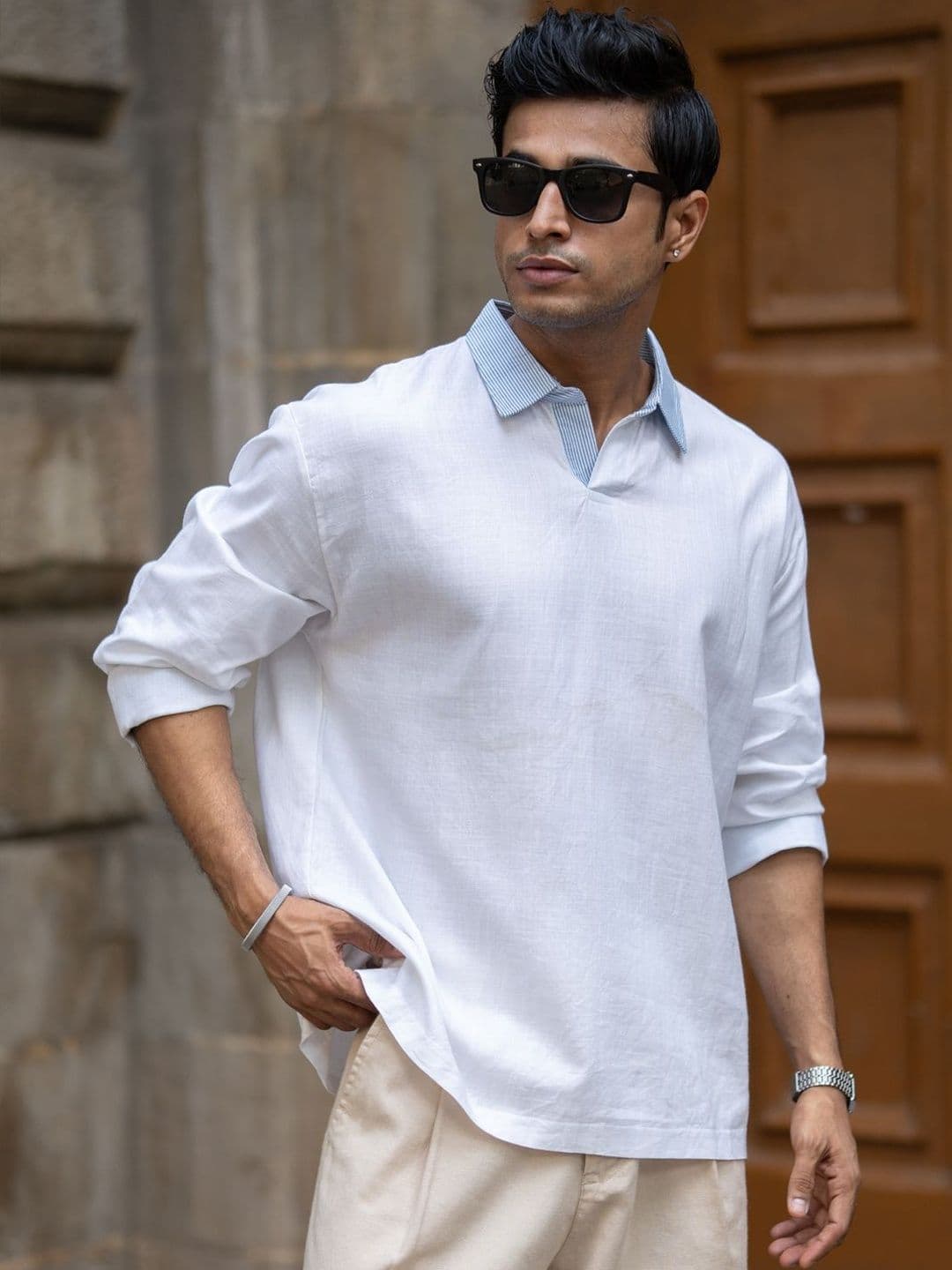 Powerlook Spread Collar Cotton Boxy Casual Shirt thumbnail 7