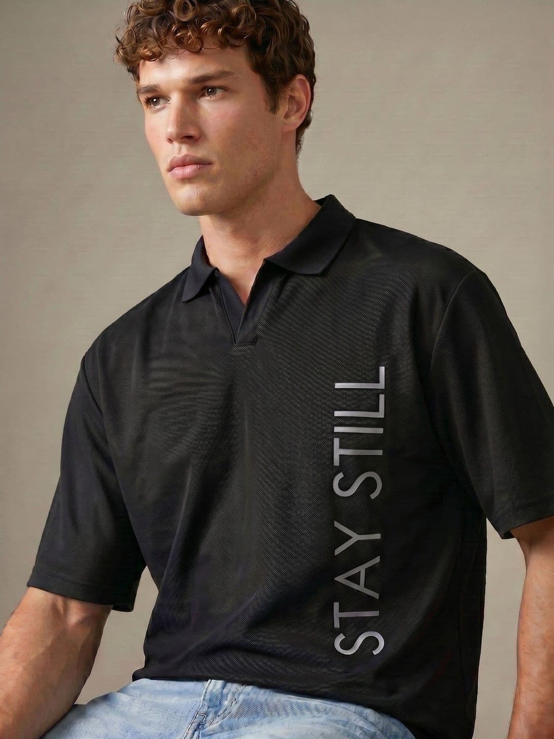 glitchez Men Typography Printed Polo Collar T-shirt thumbnail 5