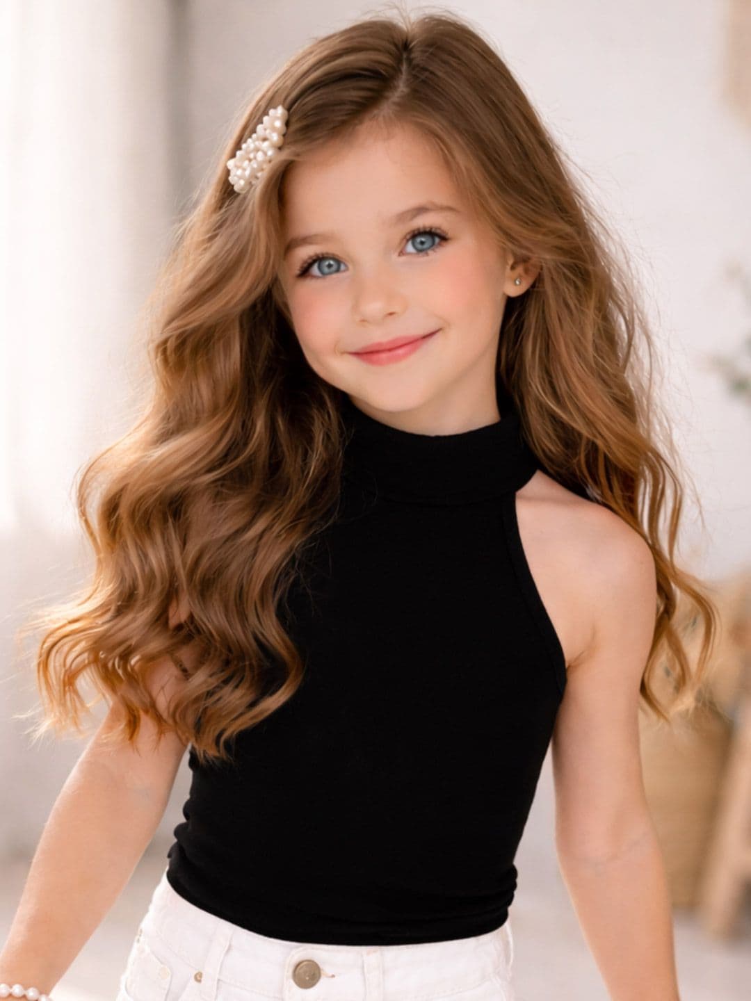 Ninas Girls Black Cotton Blend Tops - view 1