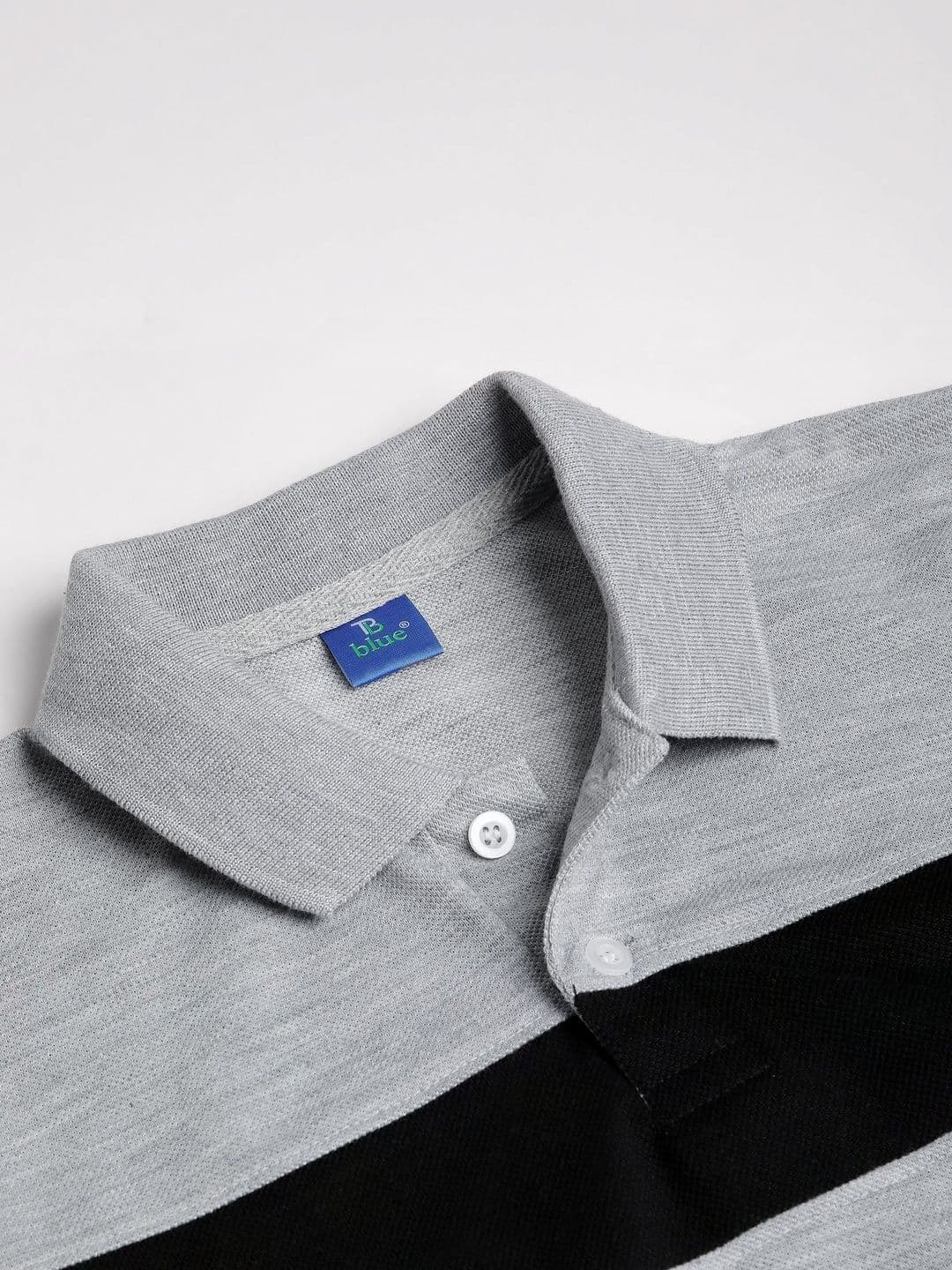 TB BLUE Men Striped Polo Collar Slim Fit T-shirt thumbnail 5