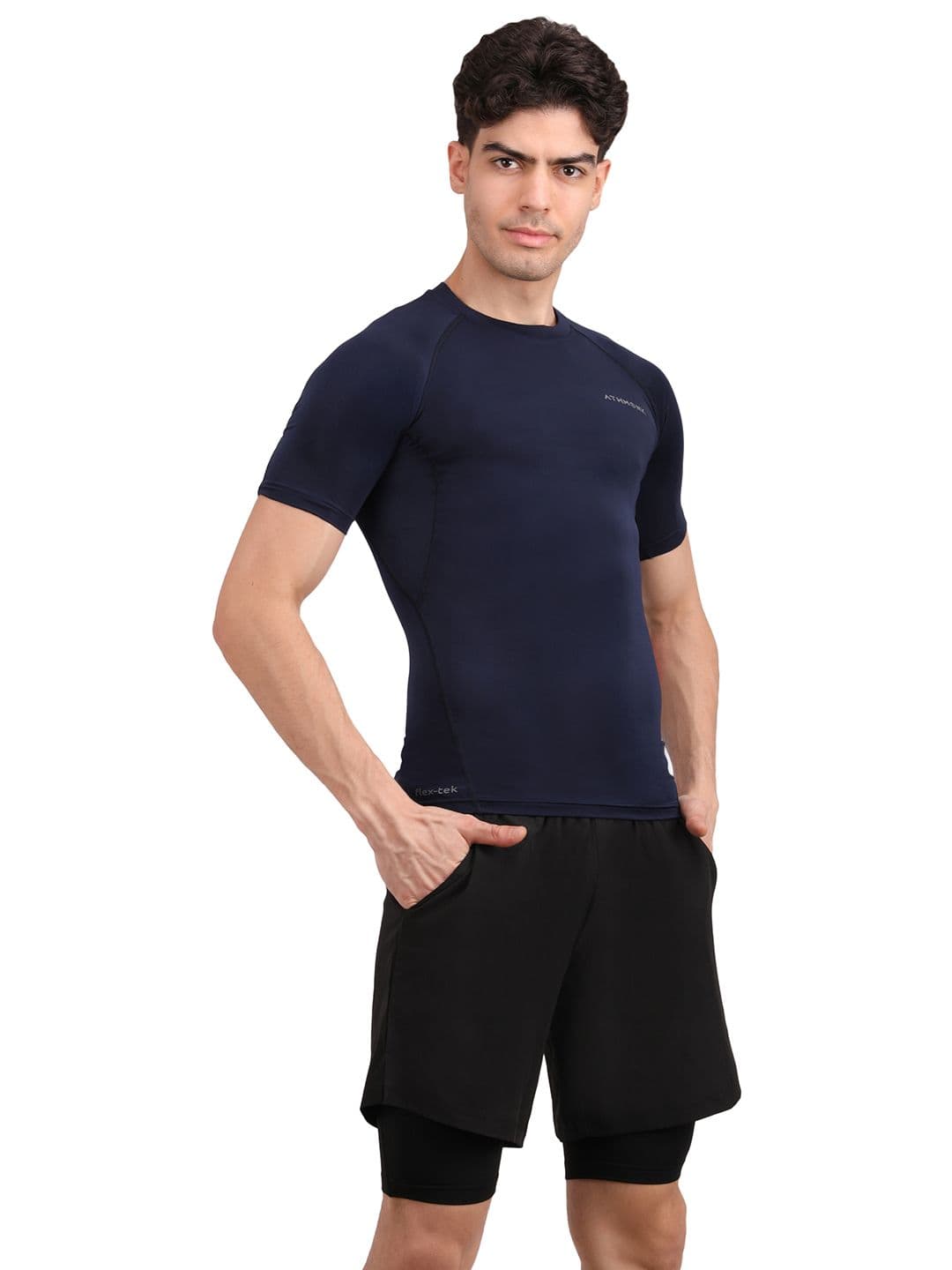 Athmonk Round Neck Half Sleeve Compression Vest Body Shaper T-Shirt thumbnail 6