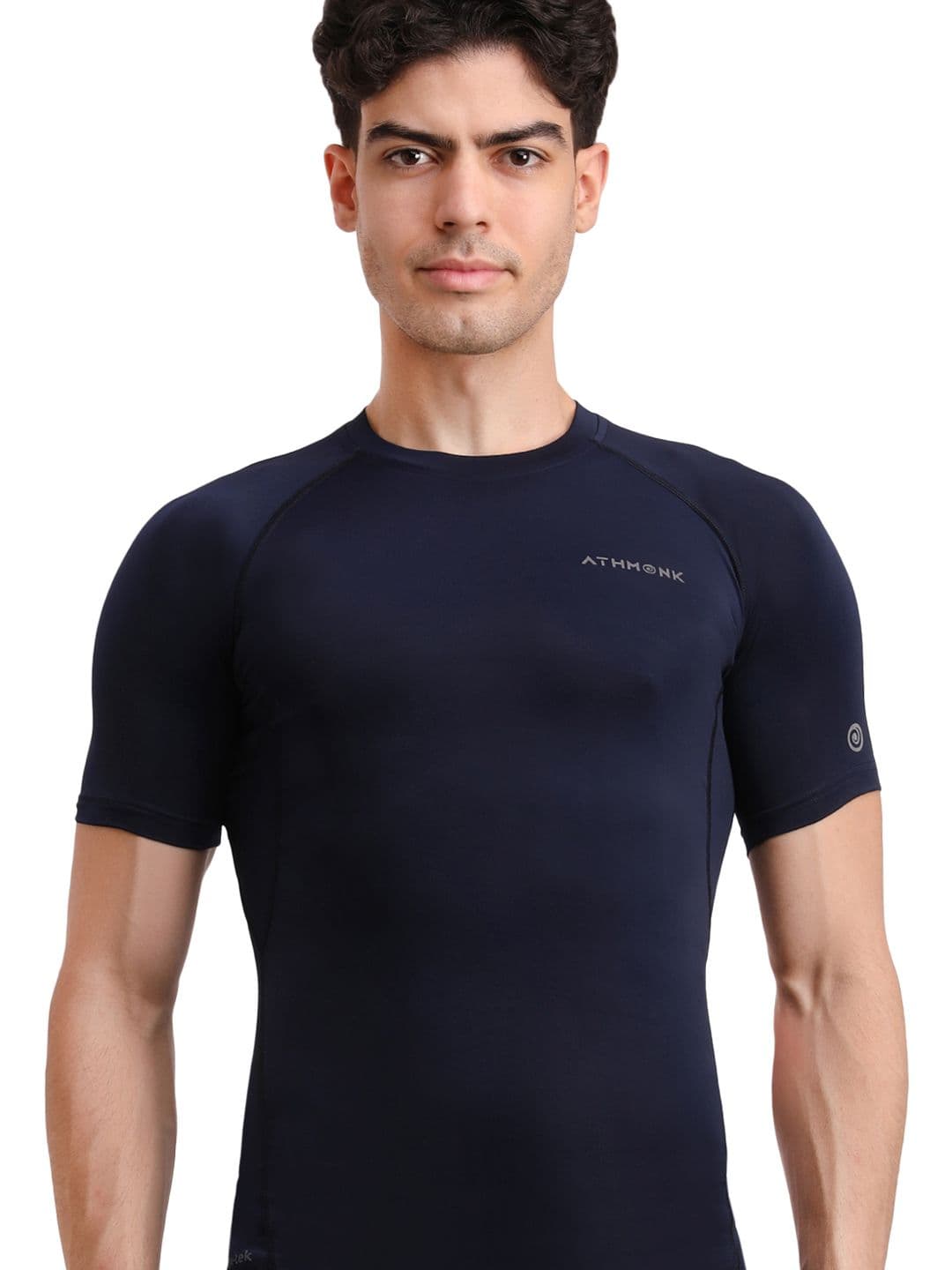 Athmonk Round Neck Half Sleeve Compression Vest Body Shaper T-Shirt thumbnail 2