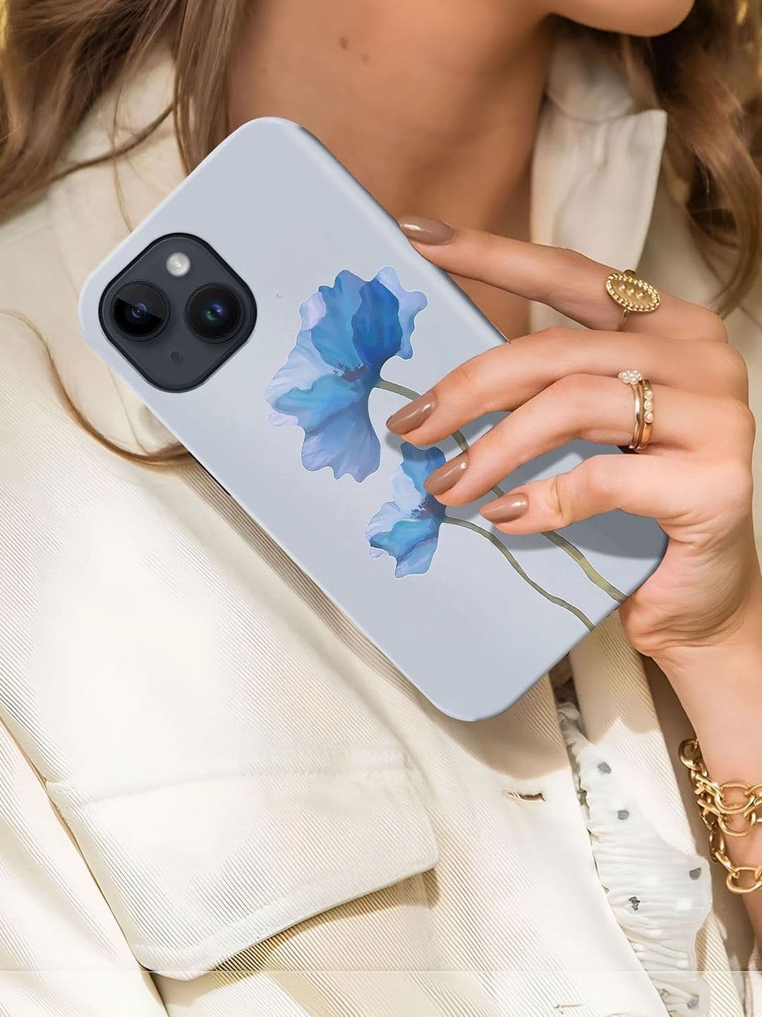 QRIOH Floral Printed iPhone 14 Back Case Mobile Accessories thumbnail 2