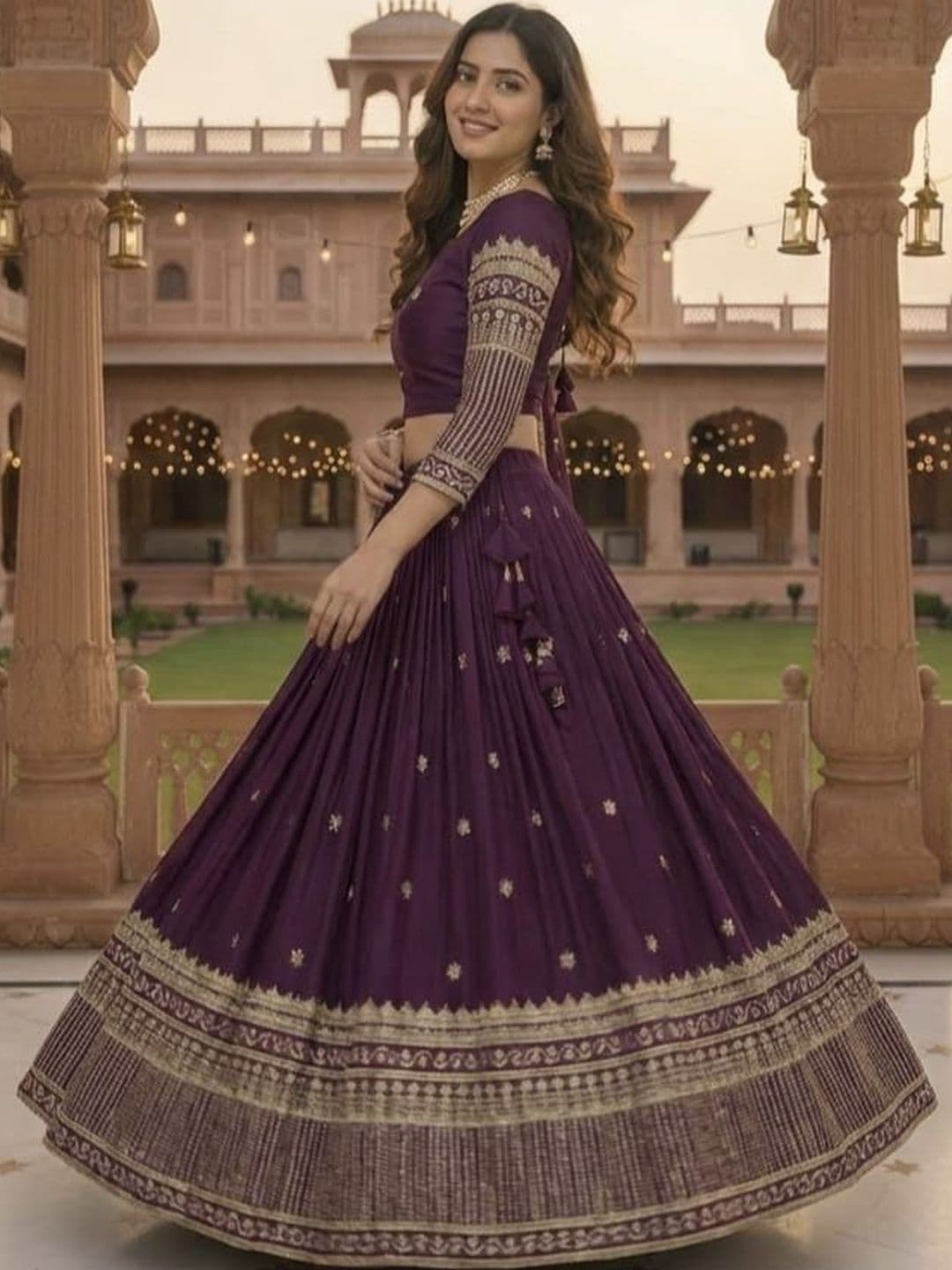 all about you Embroidered Thread Work Semi-Stitched Lehenga & Unstitched Blouse With Dupatta thumbnail 5