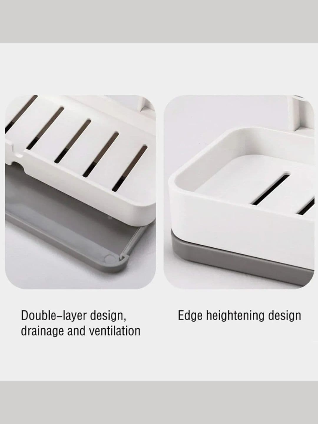 Klivon White & White Solid Plastic Soap Dish thumbnail 2