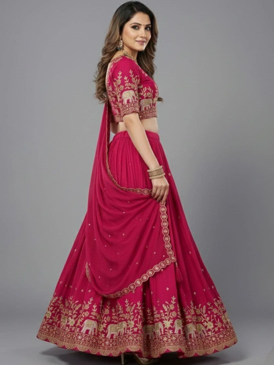 all about you Embroidered Thread Work Semi-Stitched Lehenga & Blouse With Dupatta thumbnail 2