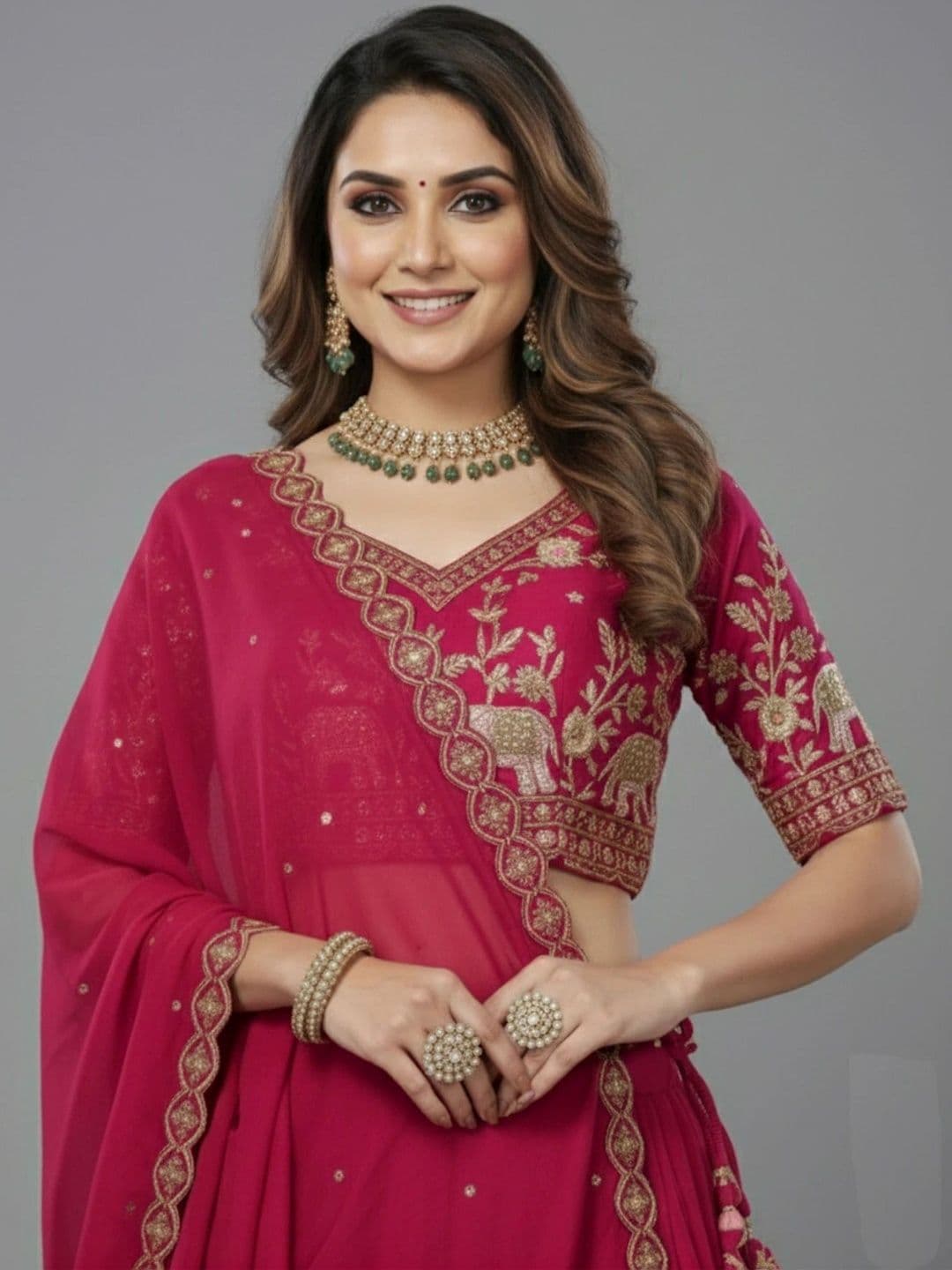 all about you Embroidered Thread Work Semi-Stitched Lehenga & Blouse With Dupatta thumbnail 3