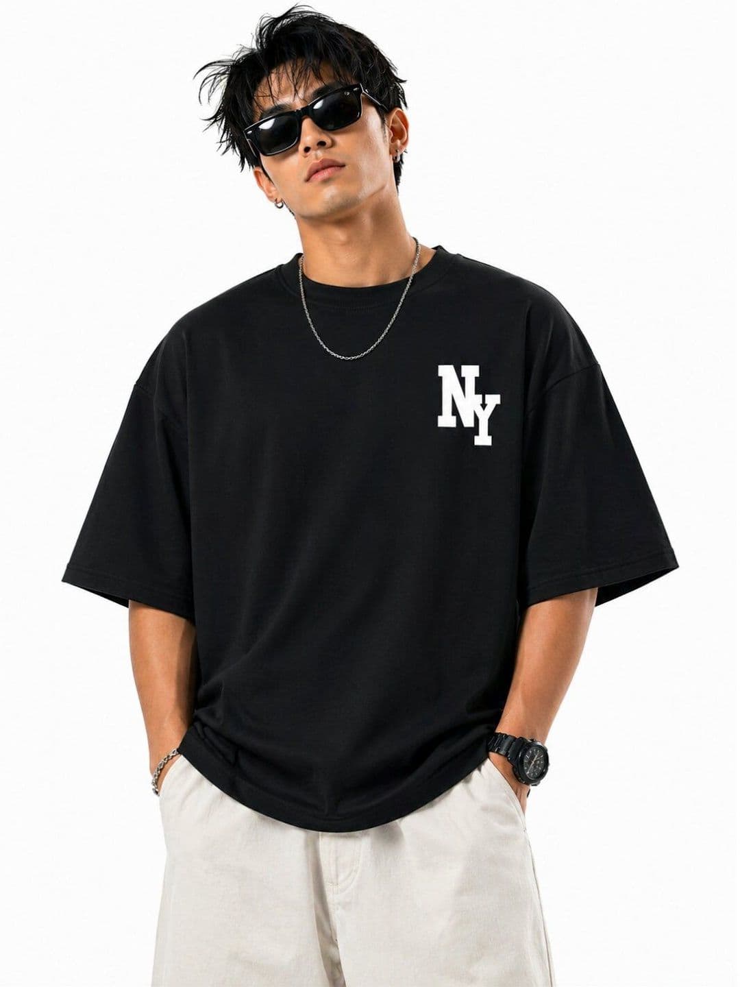 HASTEN Men Printed Pure Cotton Oversized T-shirt - view 1