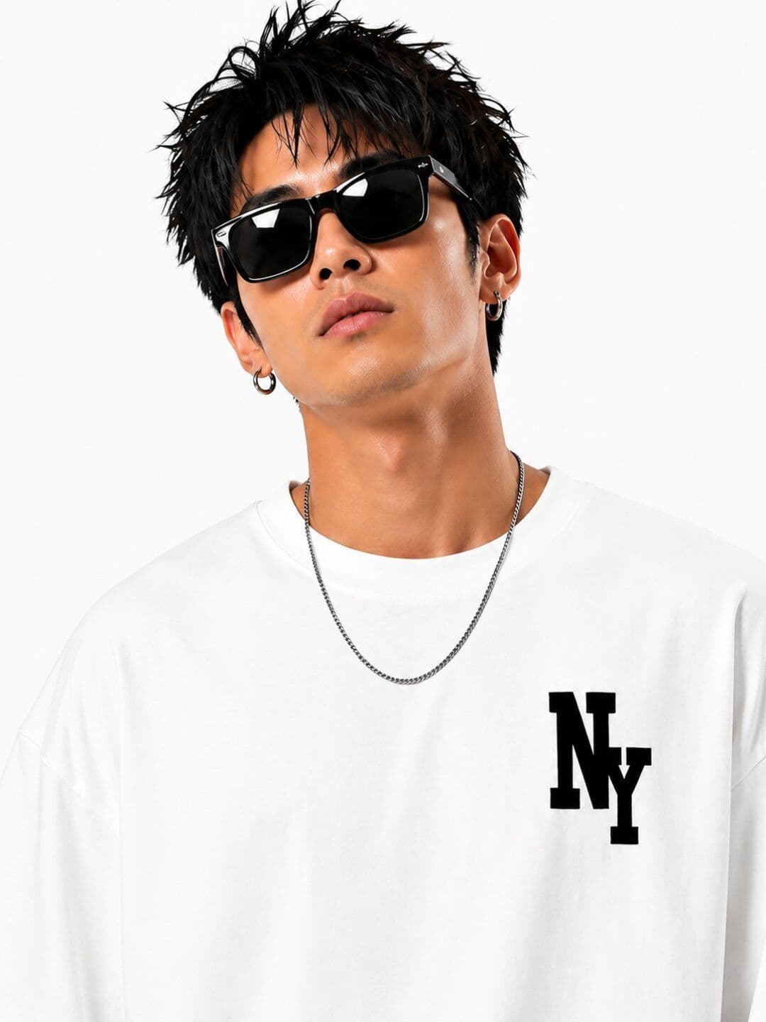 HASTEN Men Oversized Brand Logo Printed T-shirt thumbnail 2