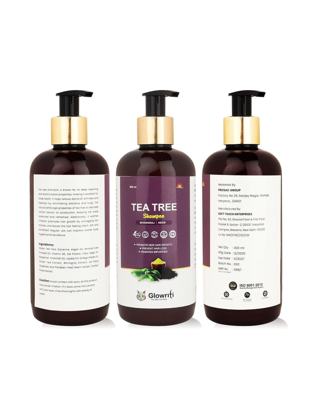 GLOWRITI Tea Tree Cleanser Shampoo - 300 ml thumbnail 4