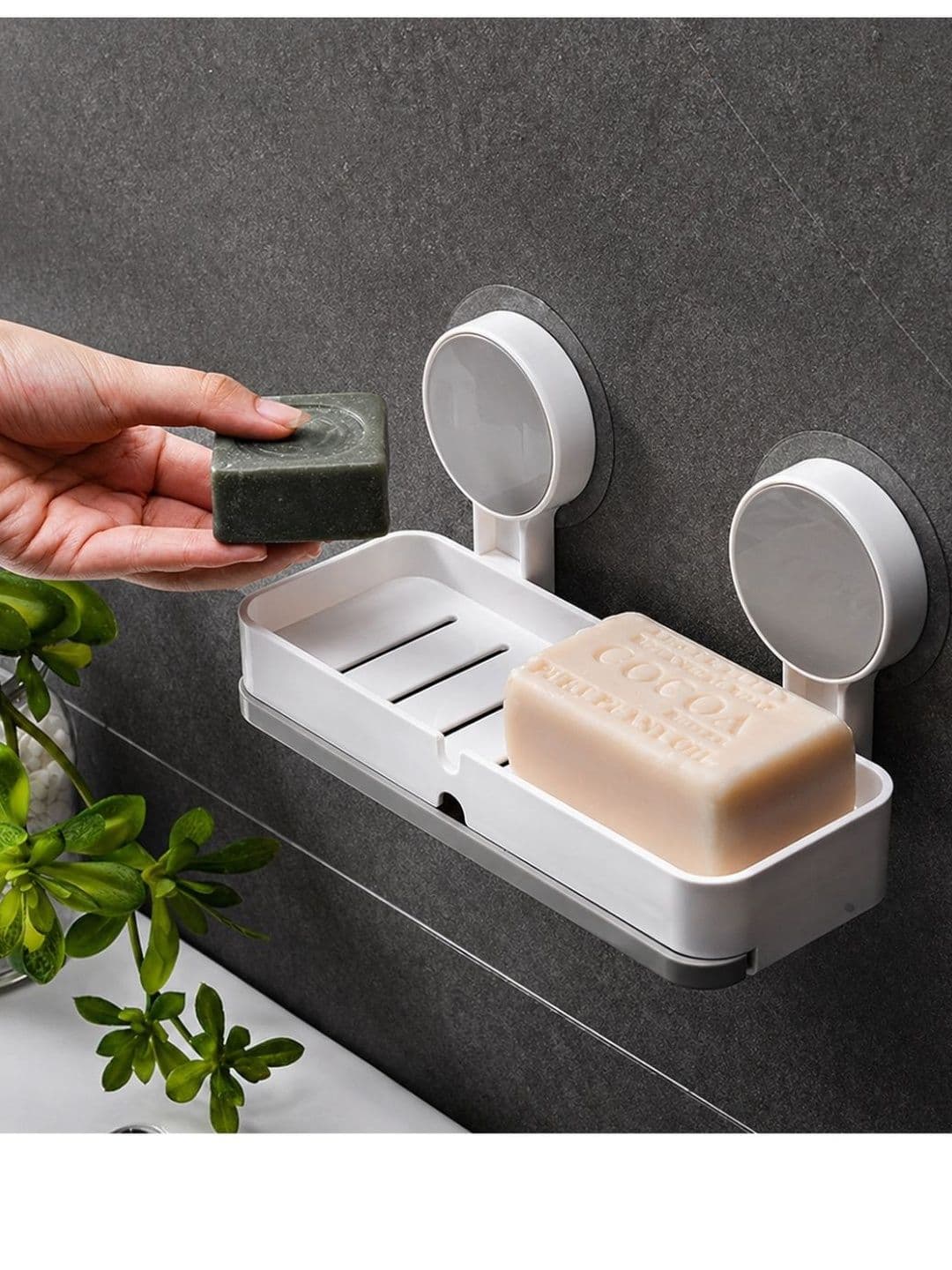 Klivon White & White Solid Plastic Soap Dish thumbnail 5