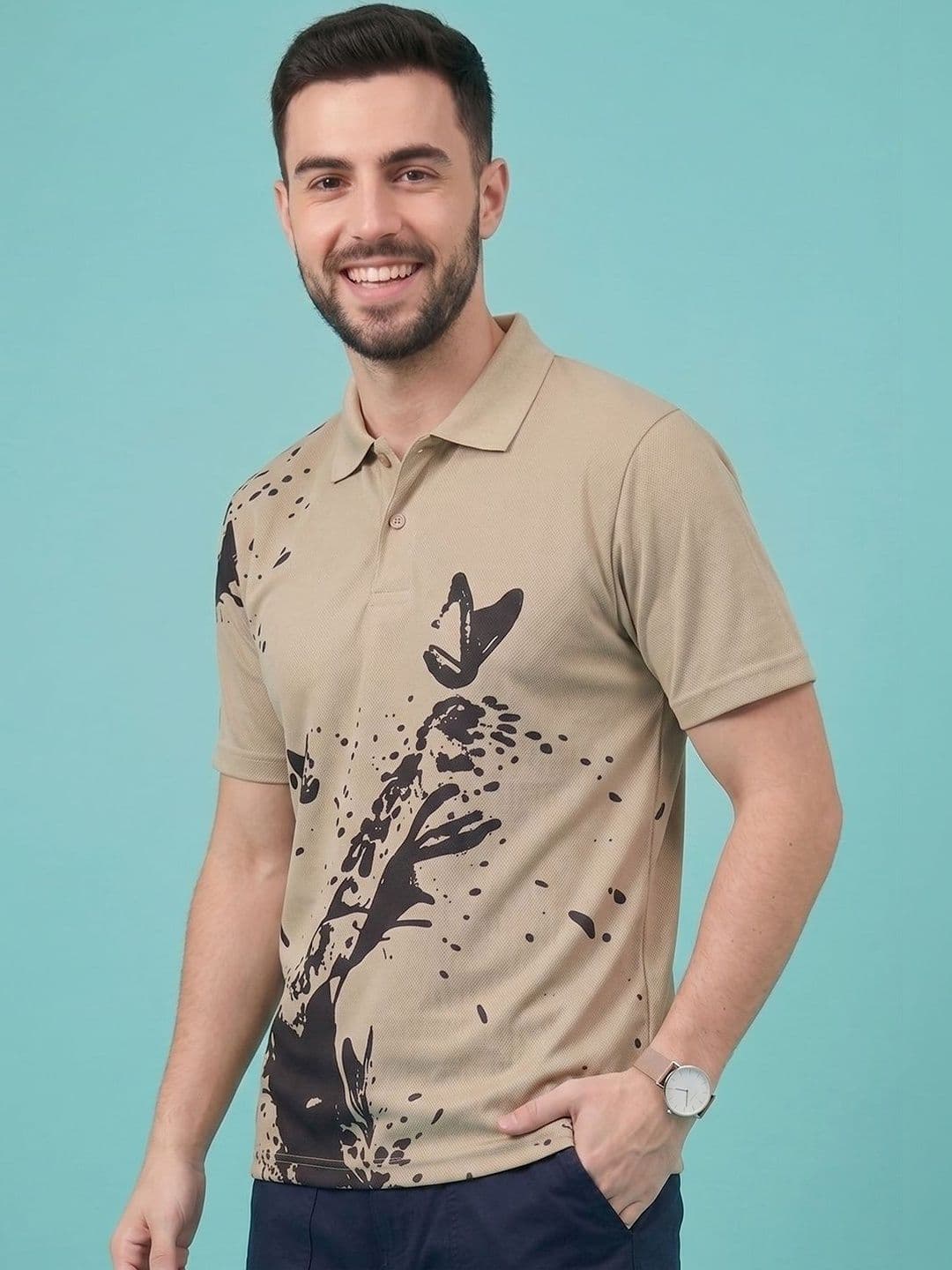 SZN Men Printed Polo Collar T-shirt - view 1