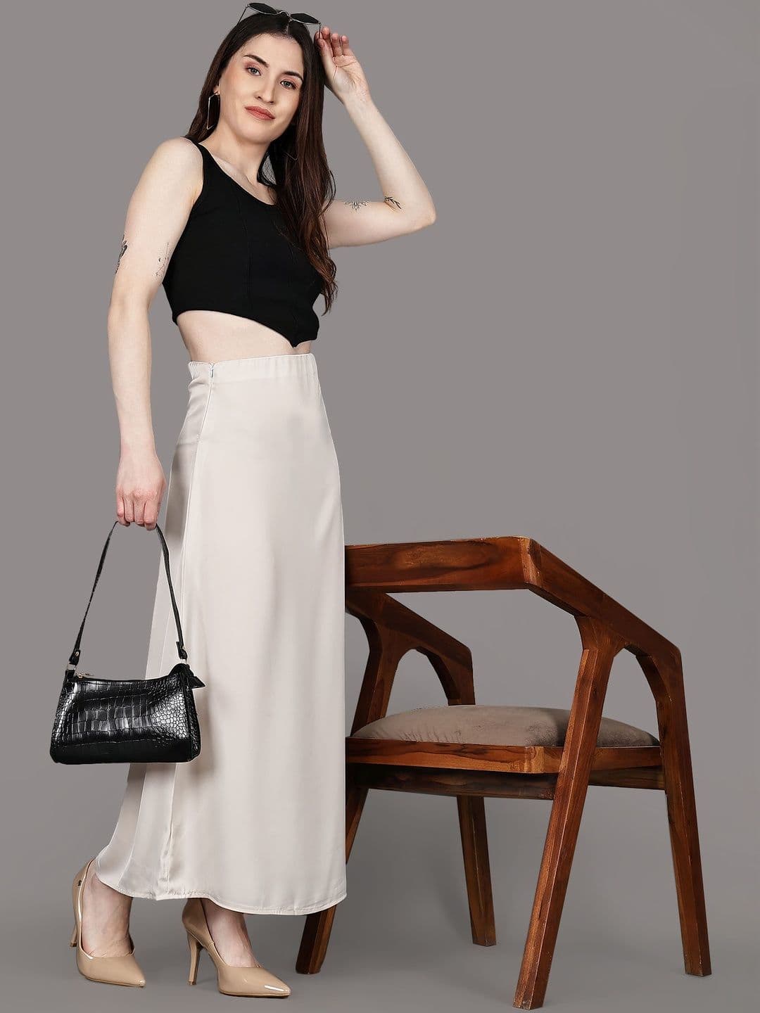 Aadvi Fashion Women Side Slit Maxi A-Line Skirt thumbnail 3