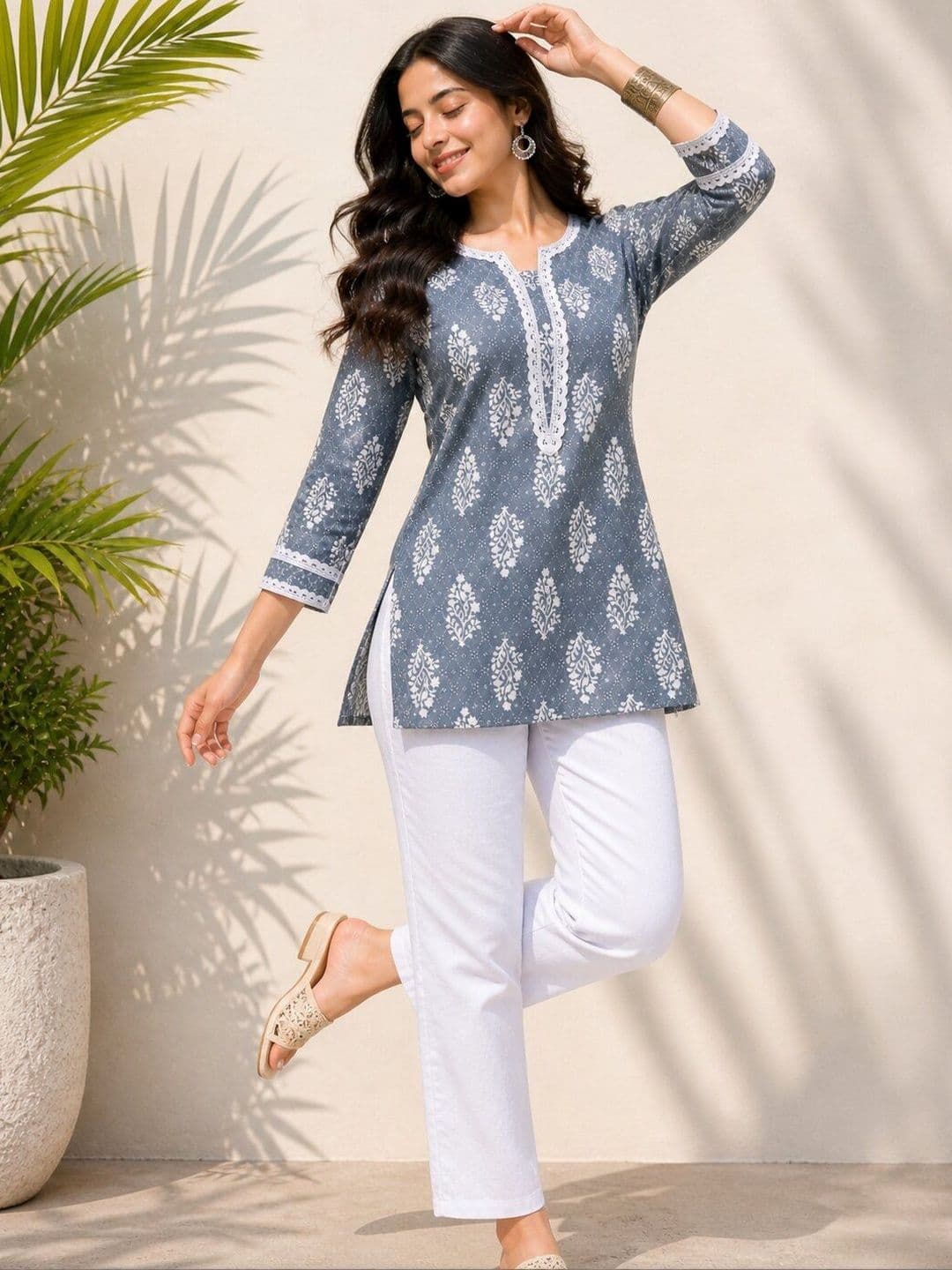 METAFAB Ethnic Motifs Printed Pure Cotton Kurti thumbnail 2