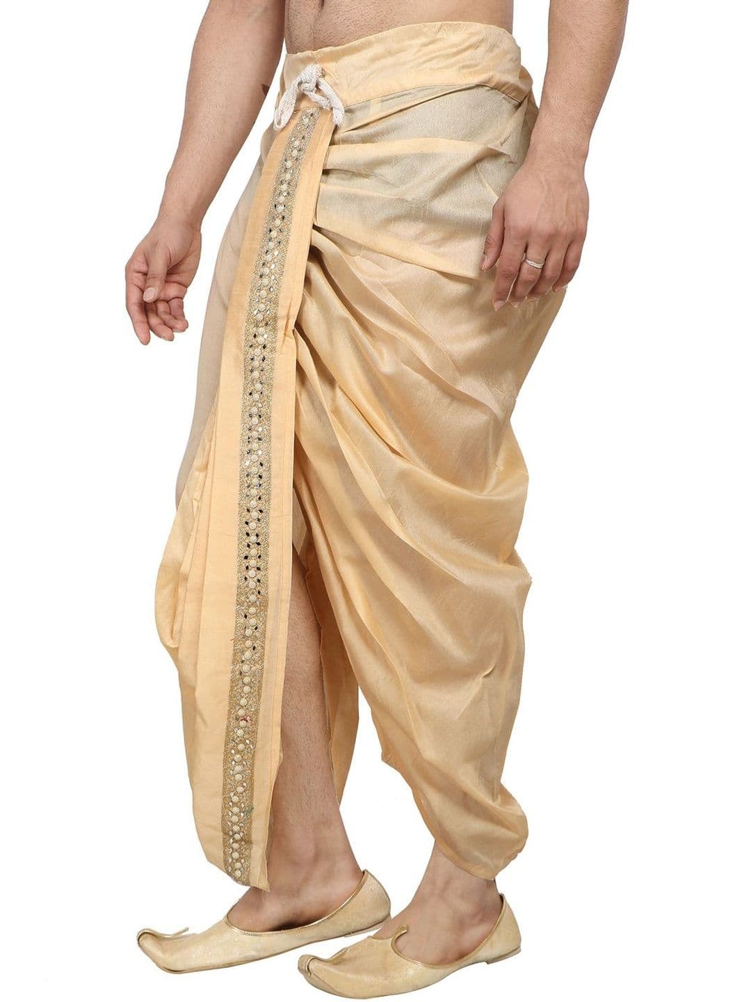 FANZI Men Embroidered Silk Blend Dhoti Pants Dhotis thumbnail 2