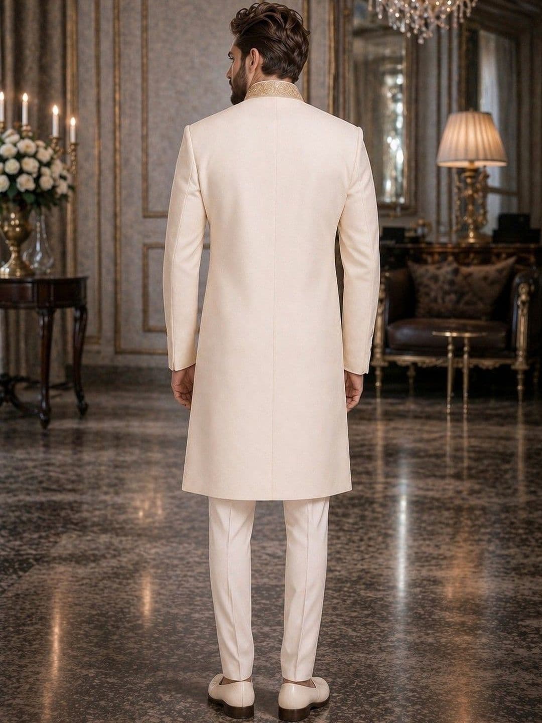 House of Pataudi Embroidered Cotton Sherwani Set thumbnail 3