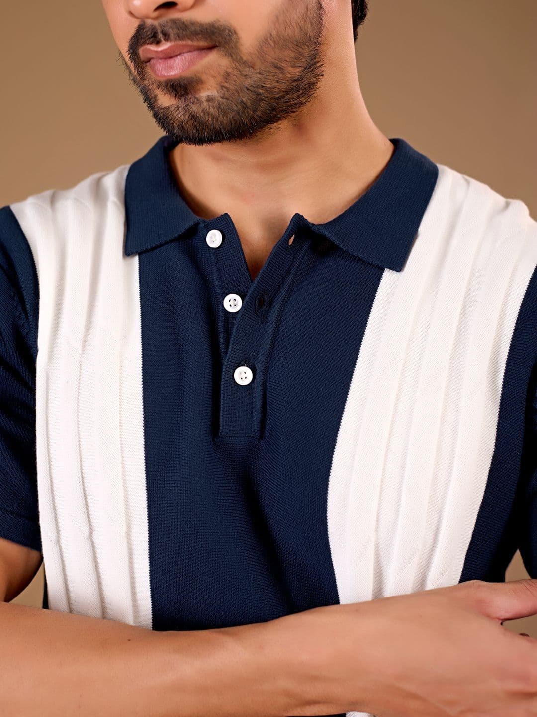 ULUPZ Men Colourblocked Polo Collar T-shirt thumbnail 3