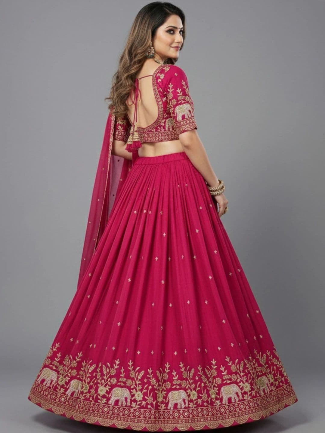 all about you Embroidered Thread Work Semi-Stitched Lehenga & Blouse With Dupatta thumbnail 5