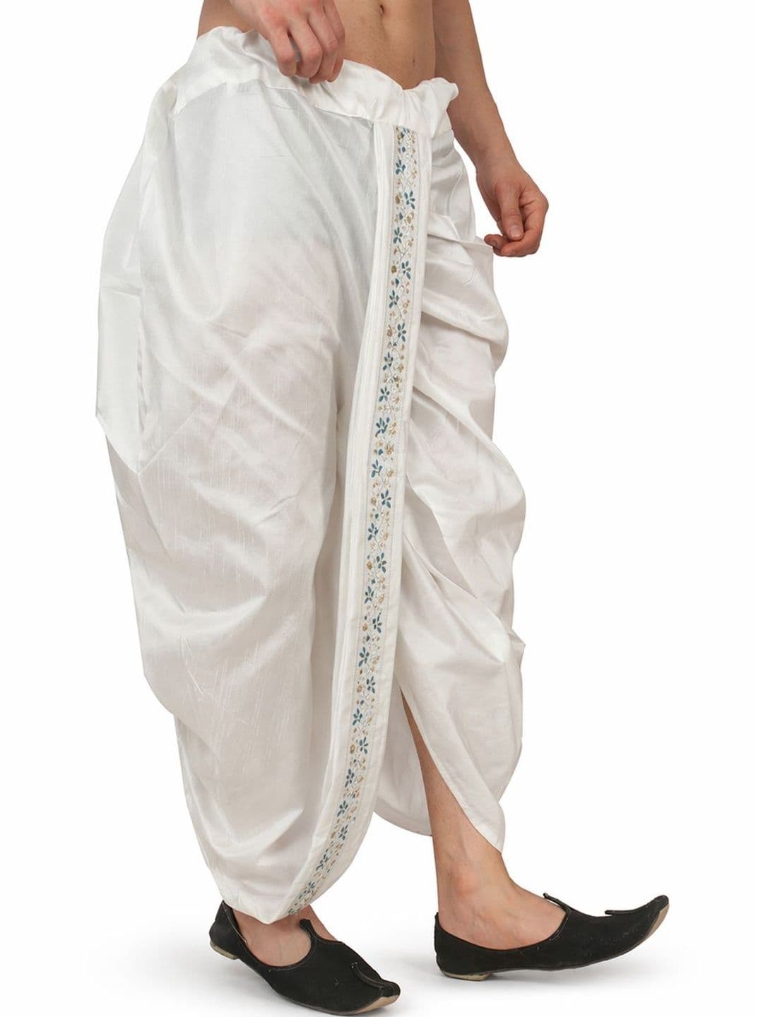 FANZI Men Embroidered Silk Blend Dhoti Pants Dhotis thumbnail 2