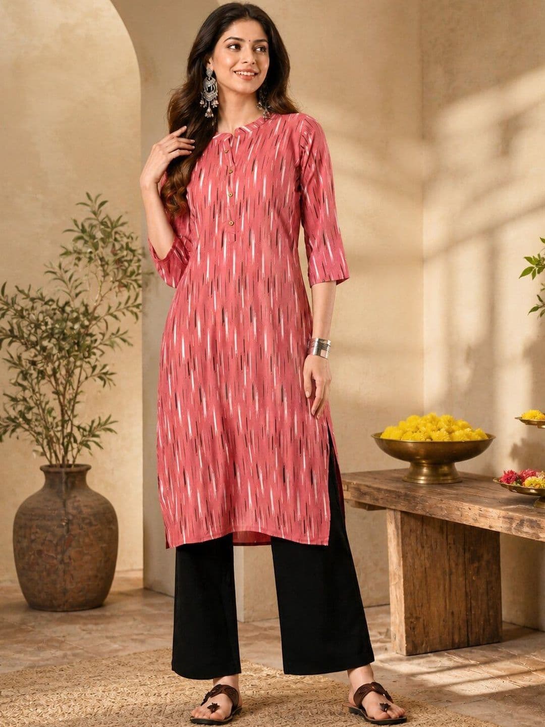 Anouk Women  Abstract Printed Straight  Kurta thumbnail 2