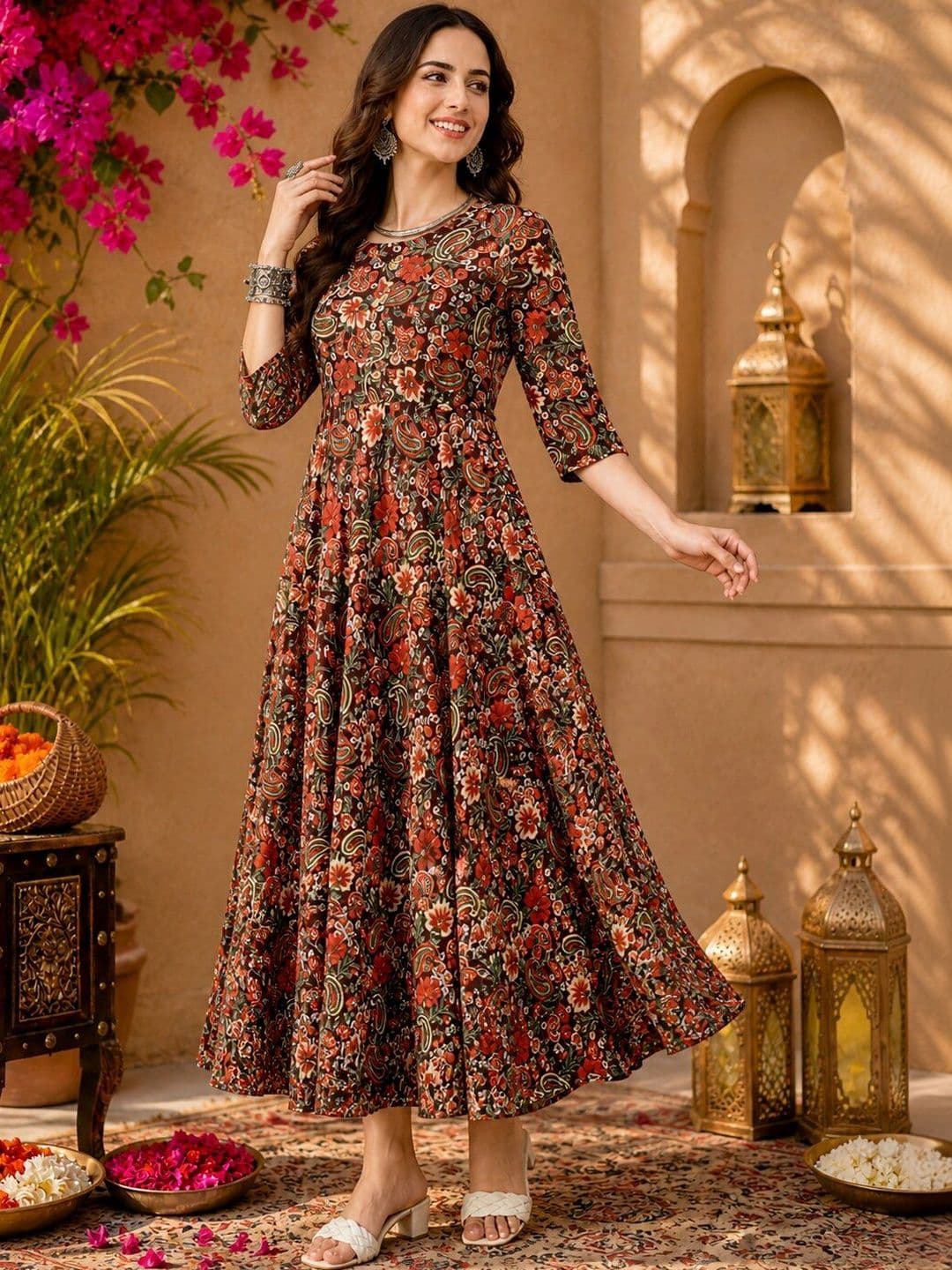 Anouk Mirage Floral Printed Indie Prints Anarkali Kurta thumbnail 2