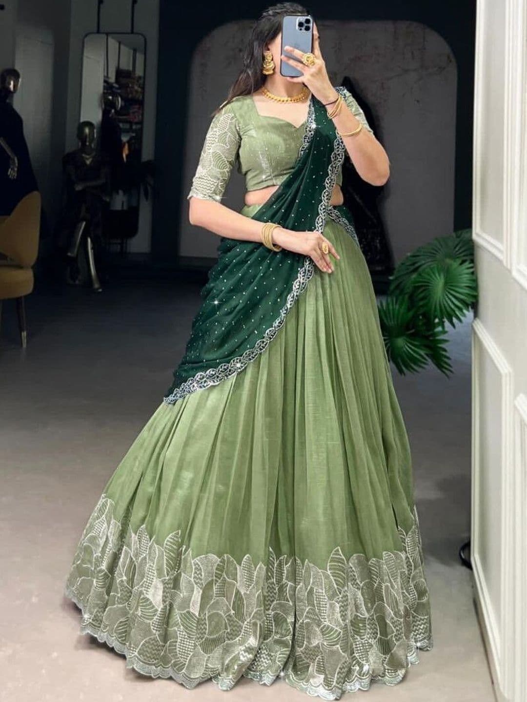 all about you Embellished Sequinned Ready to Wear Lehenga & Blouse With Dupatta thumbnail 4