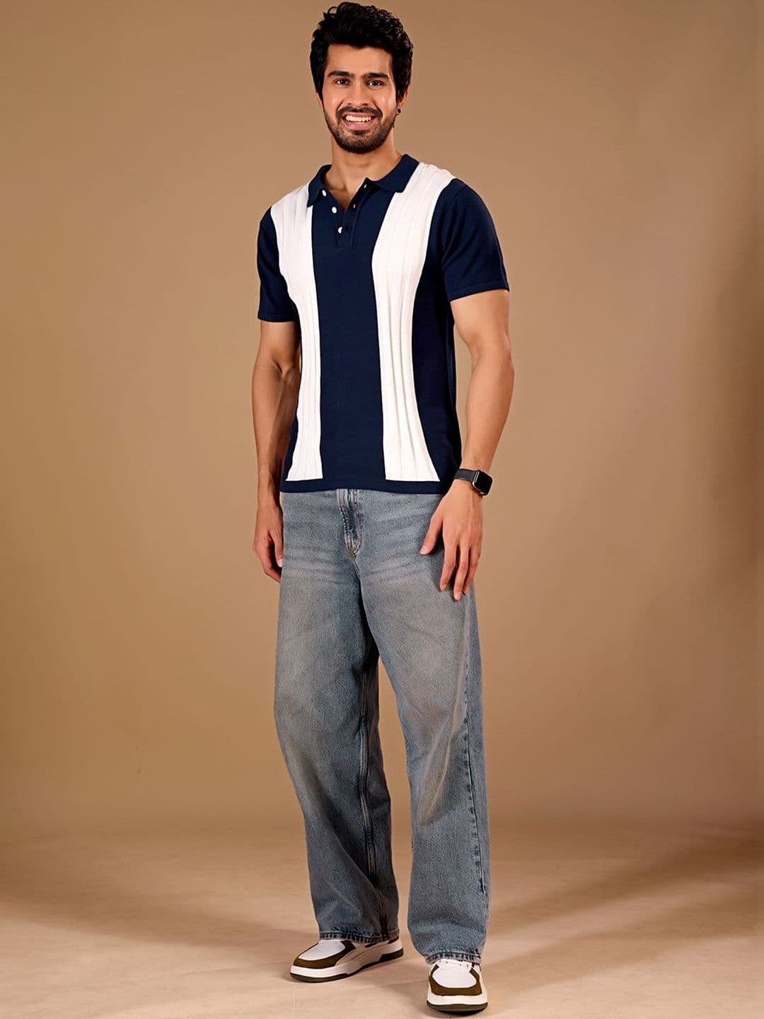 ULUPZ Men Colourblocked Polo Collar T-shirt thumbnail 4