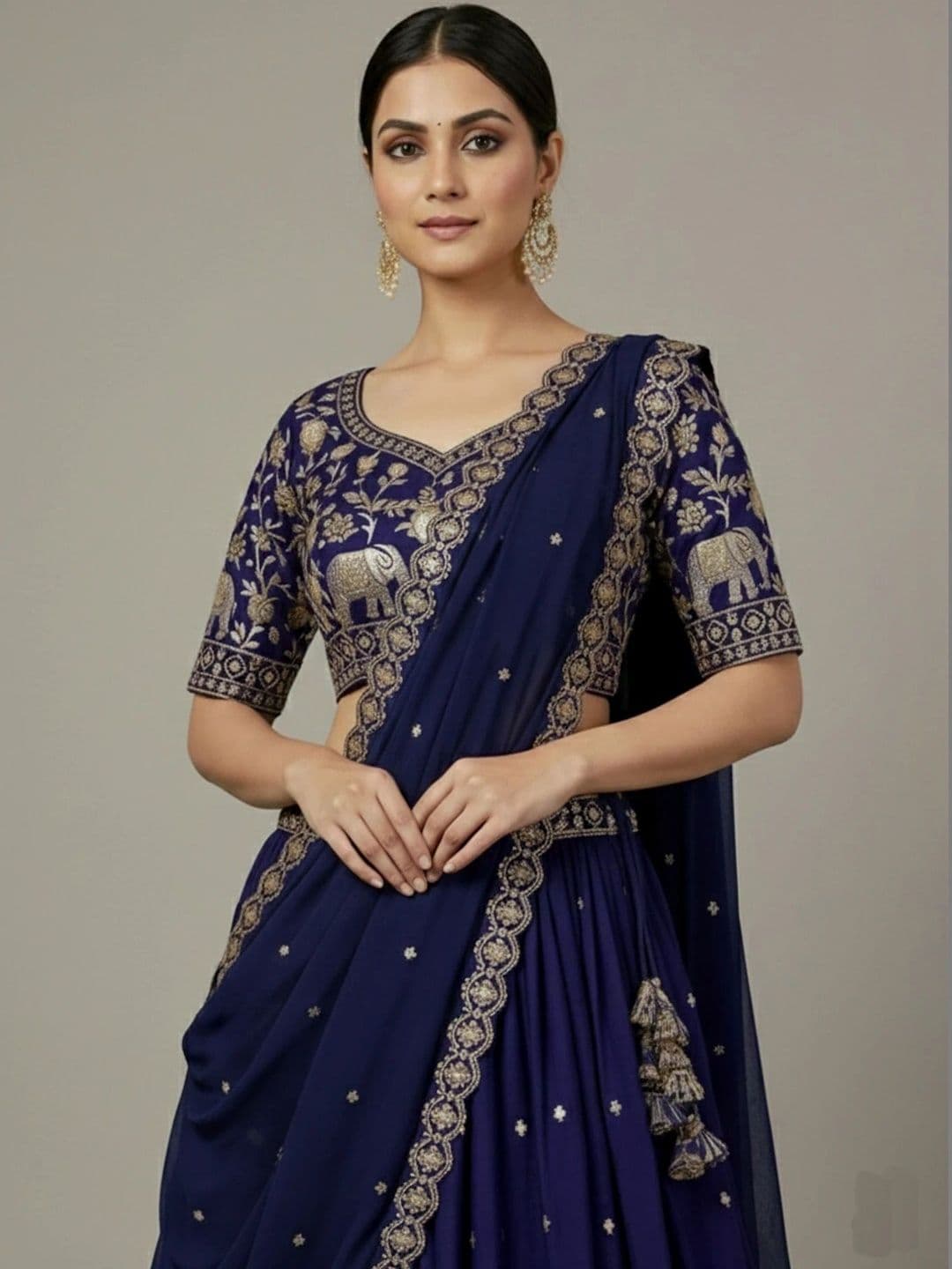 all about you Embroidered Semi-Stitched Lehenga & Blouse With Dupatta thumbnail 5