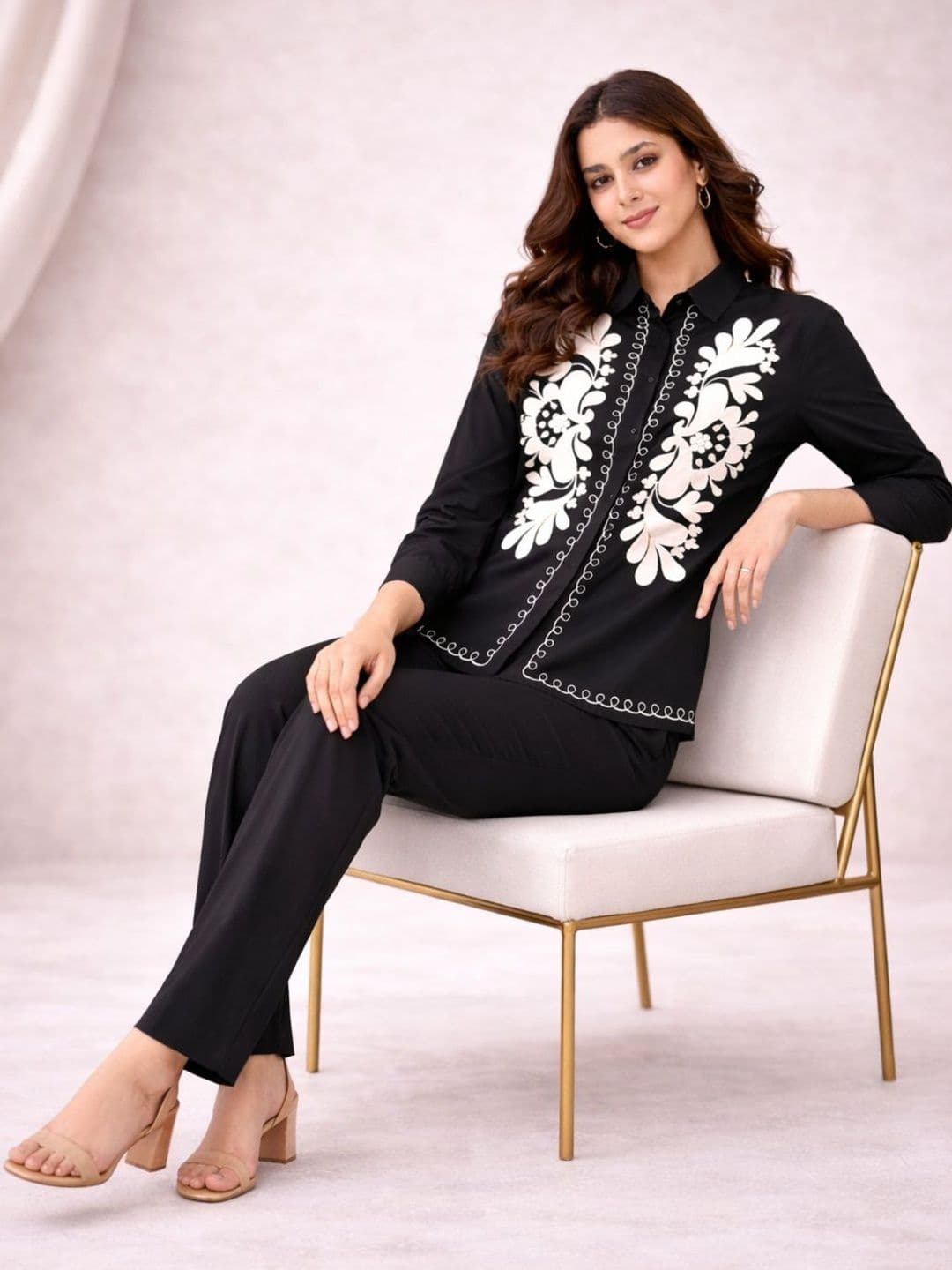BAESD Women Printed Shirt & Trouser Co-Ord Set thumbnail 4