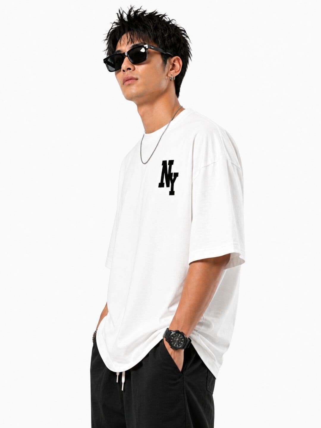 HASTEN Men Oversized Brand Logo Printed T-shirt thumbnail 3