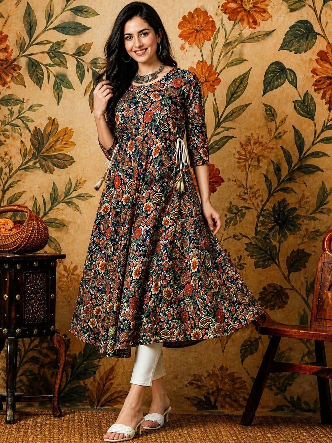 Anouk Mirage Floral Printed Indie Prints Anarkali Kurta thumbnail 3