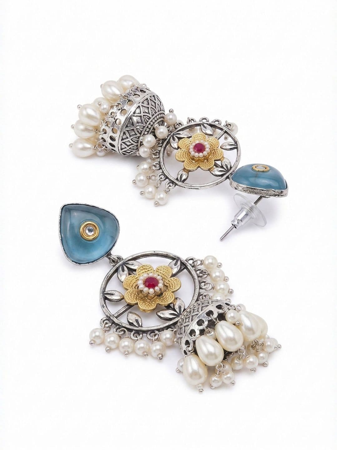 Bauble Cluster Floral Jhumkas Earrings thumbnail 2