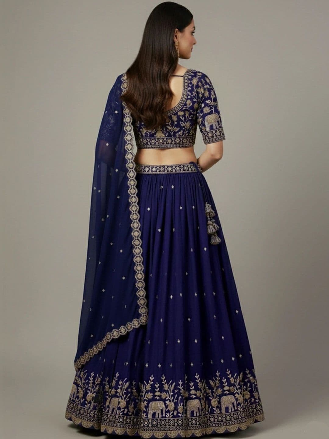 all about you Embroidered Semi-Stitched Lehenga & Blouse With Dupatta thumbnail 4