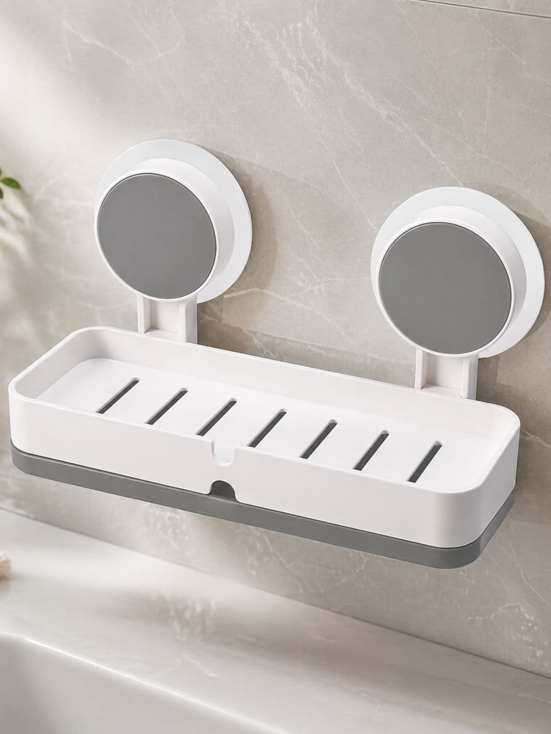 Klivon White & White Solid Plastic Soap Dish - view 1