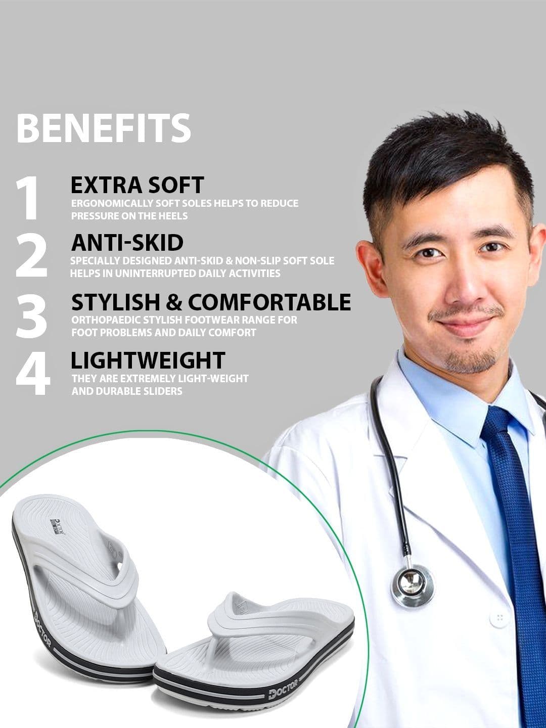 DOCTOR FEEL SOFT Men Thong Flip-Flops thumbnail 4