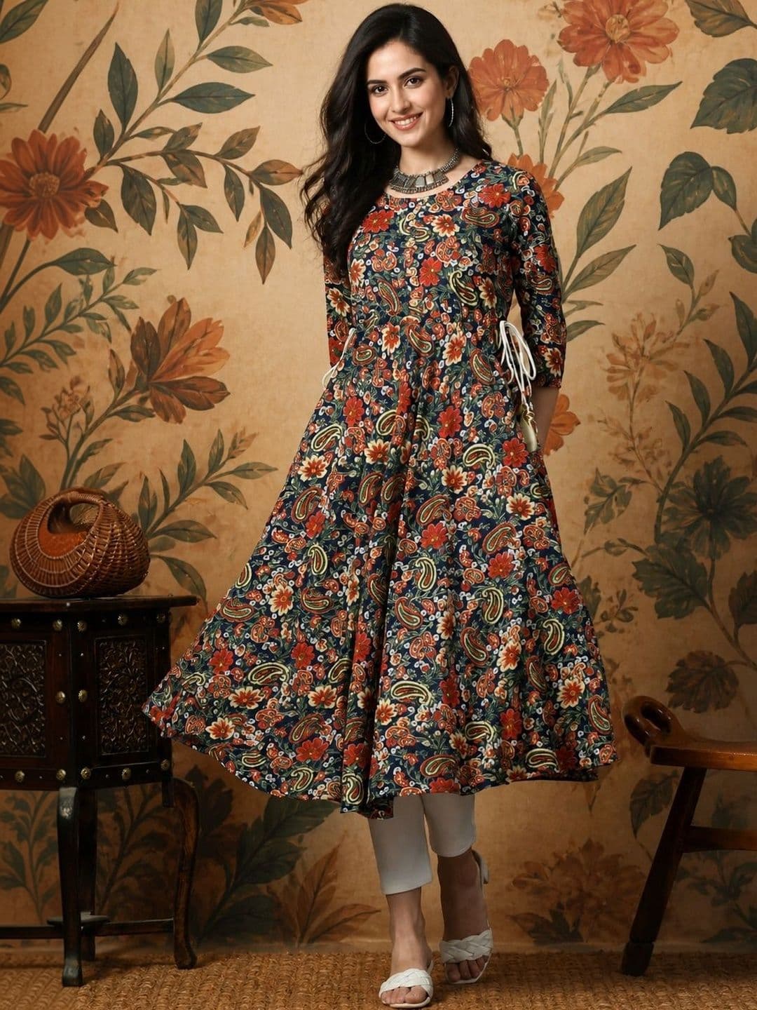 Anouk Mirage Floral Printed Indie Prints Anarkali Kurta - view 1