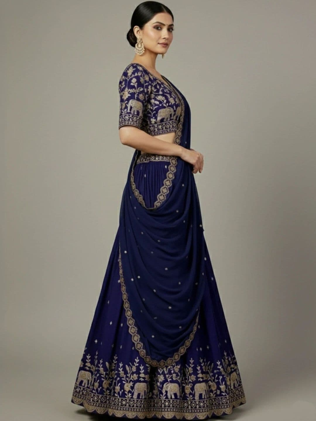 all about you Embroidered Semi-Stitched Lehenga & Blouse With Dupatta thumbnail 3